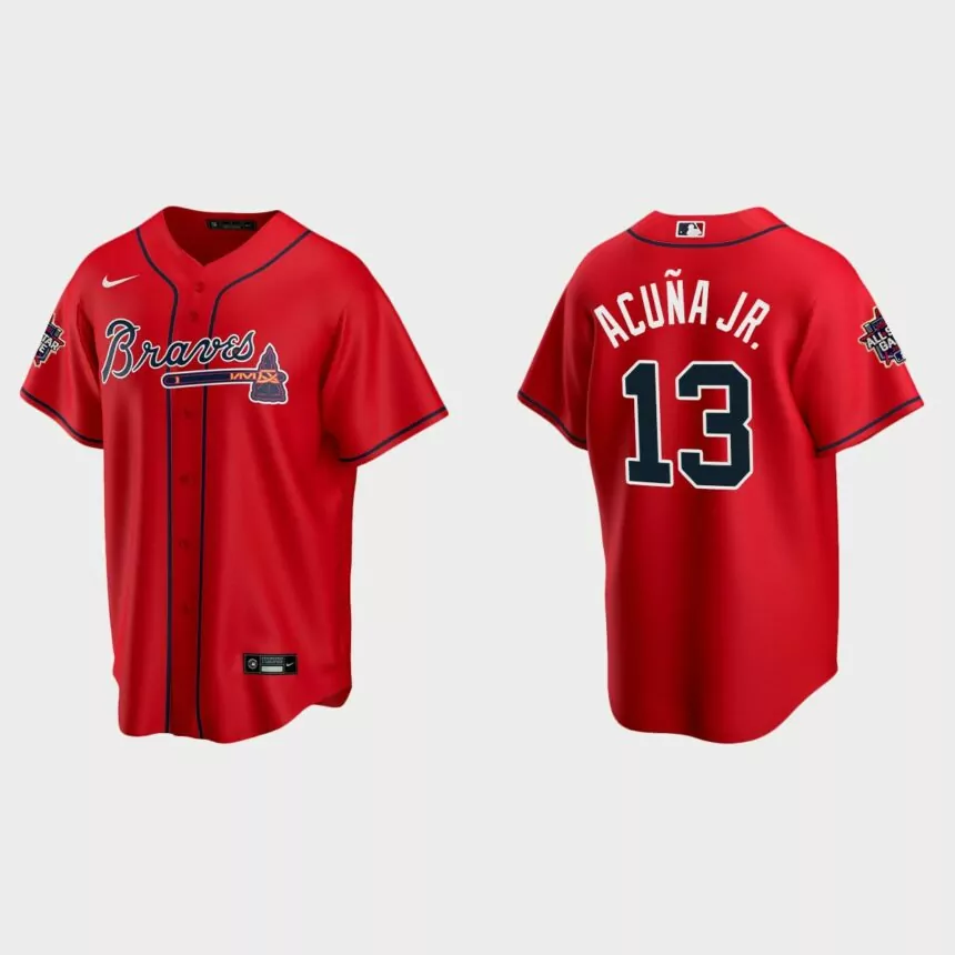 Atlanta Braves #13 Ronald Acuna Jr. Replica 2021 MLB All-Star Jersey – Red