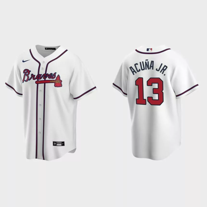 Atlanta Braves #13 Ronald Acuna Jr. White 2020 Replica Home Jersey