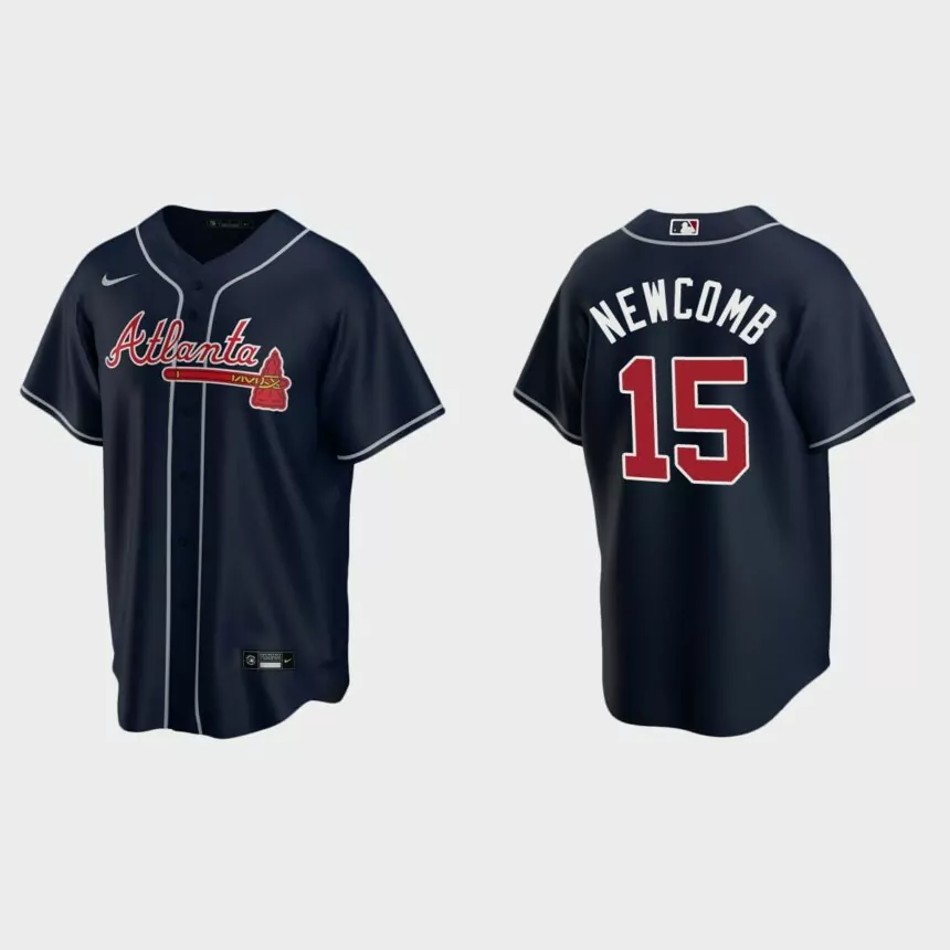 Atlanta Braves #15 Sean Newcomb Navy 2020 Replica Alternate Jersey