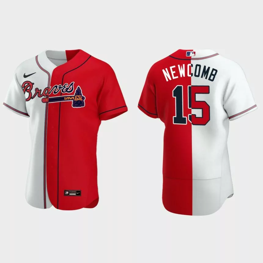 Atlanta Braves #15 Sean Newcomb Split Authentic Jersey – White Red