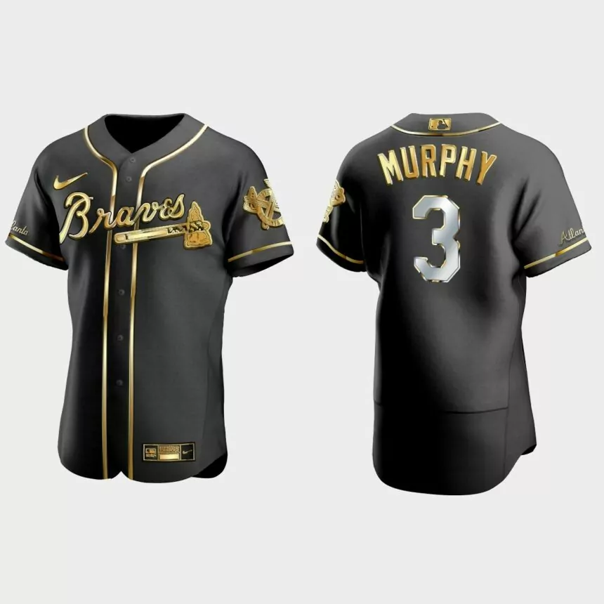 Atlanta Braves #3 Dale Murphy Gold Edition Authentic Jersey – Black