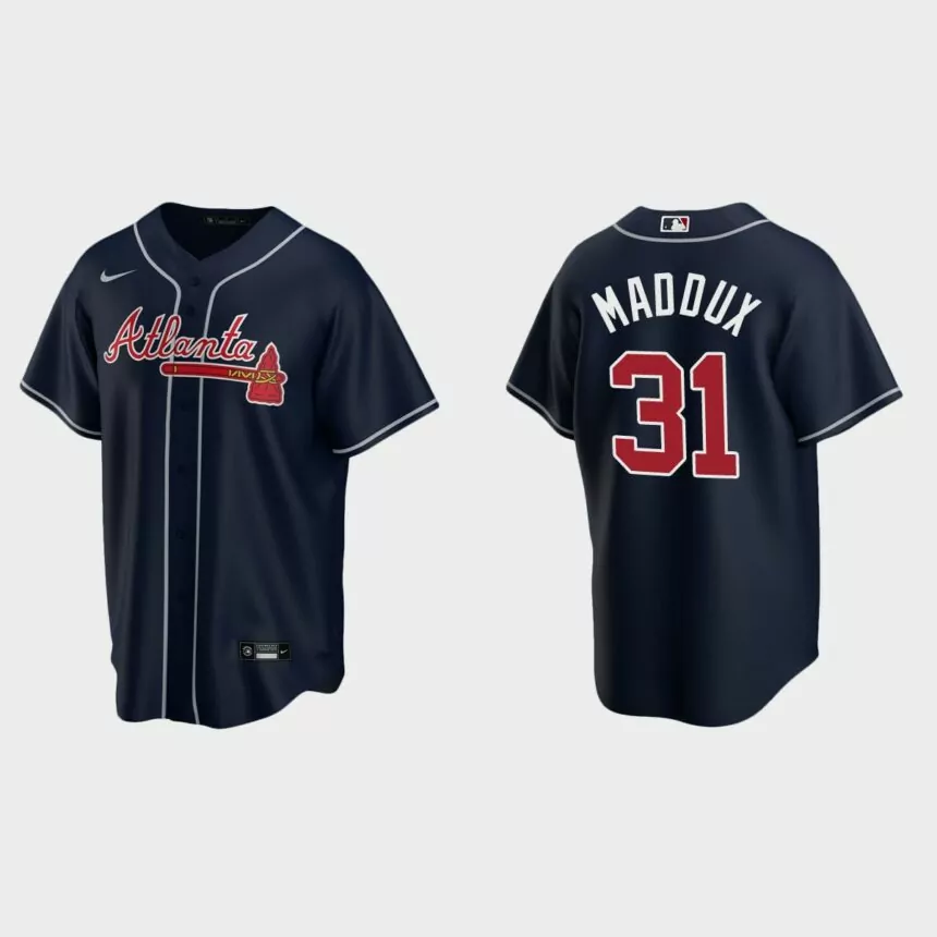 Atlanta Braves #31 Greg Maddux Navy 2020 Replica Alternate Jersey