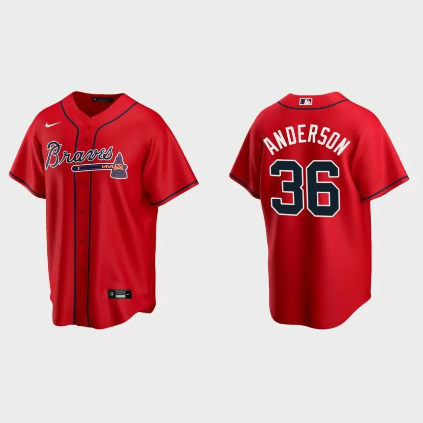 Atlanta Braves #36 Ian Anderson Replica Alternate Jersey – Red
