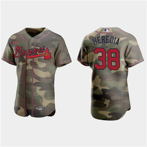 Atlanta Braves #38 Guillermo Heredia Men's Nike 2021 Armed Forces Day Authentic MLB Jersey -Camo