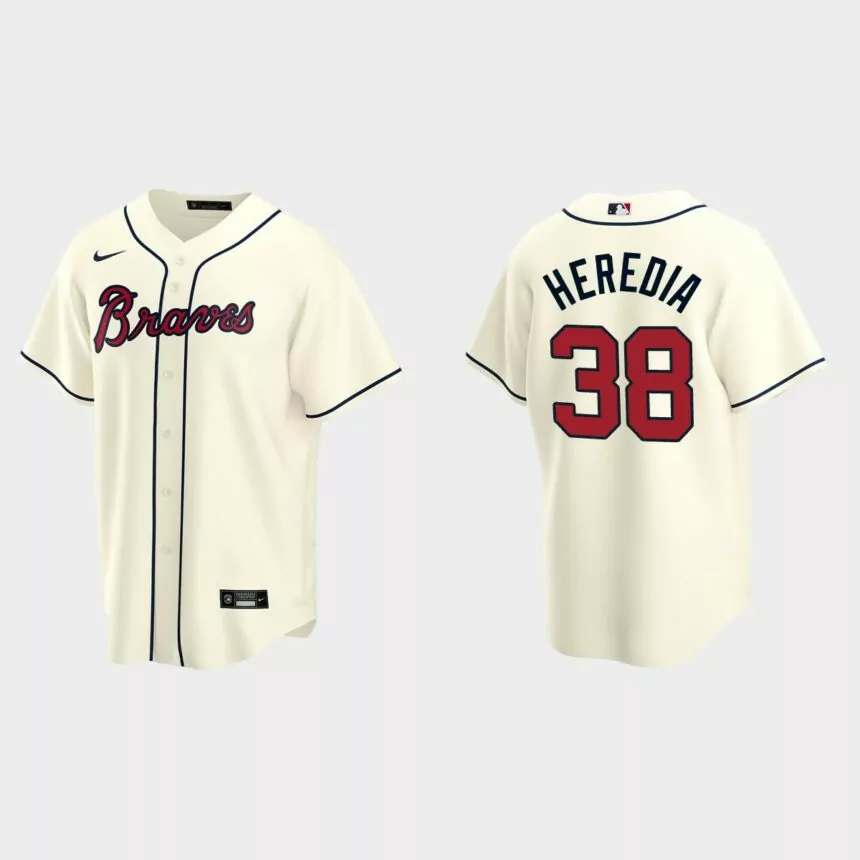 Atlanta Braves #38 Guillermo Heredia Replica Alternate Jersey – Cream