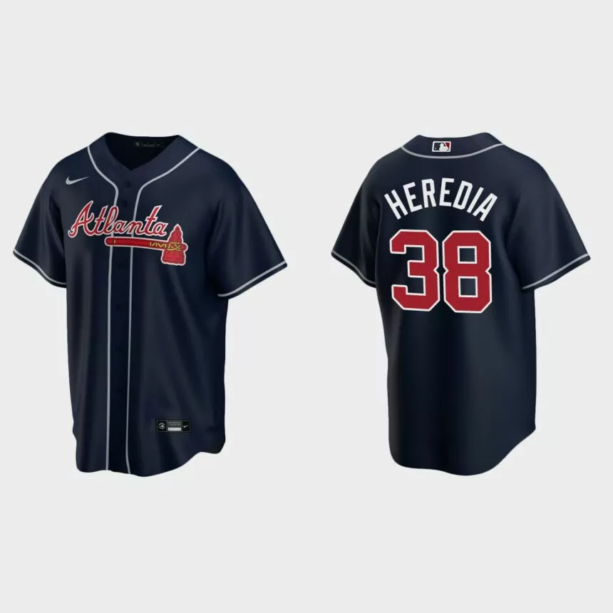 Atlanta Braves #38 Guillermo Heredia Replica Alternate Jersey – Navy