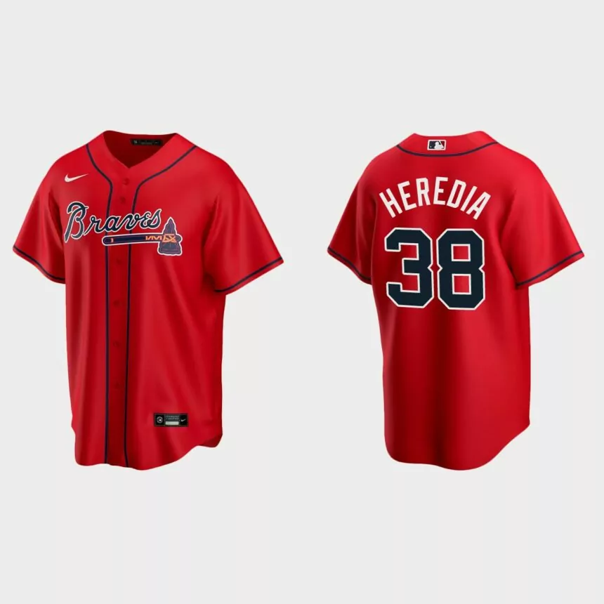 Atlanta Braves #38 Guillermo Heredia Replica Alternate Jersey – Red