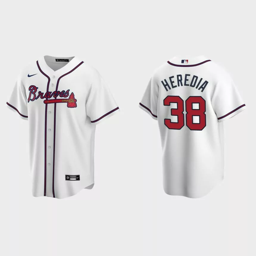 Atlanta Braves #38 Guillermo Heredia Replica Home Jersey – White