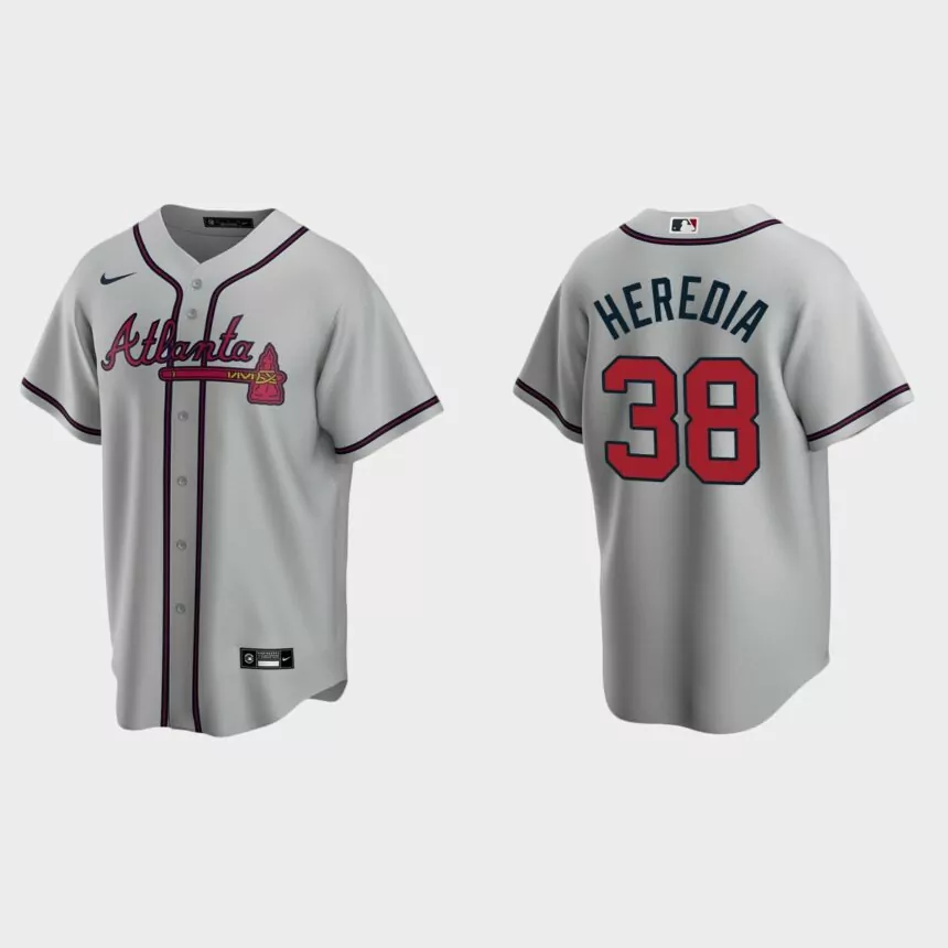 Atlanta Braves #38 Guillermo Heredia Replica Road Jersey – Gray