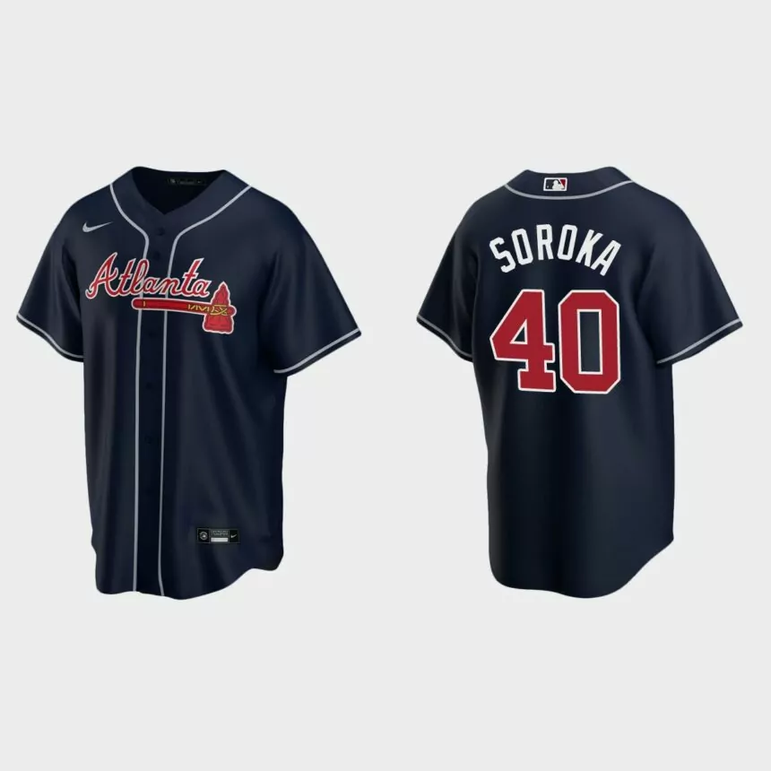 Atlanta Braves #40 Mike Soroka Navy 2020 Replica Alternate Jersey