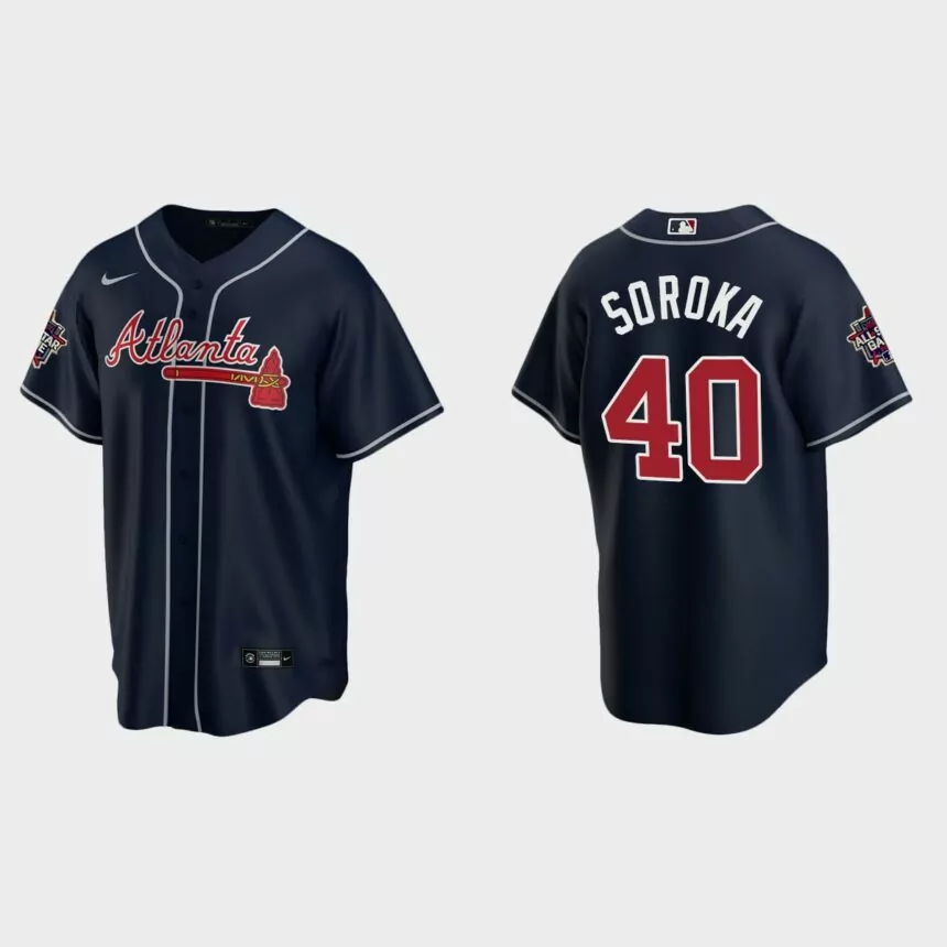 Atlanta Braves #40 Mike Soroka Replica 2021 MLB All-Star Jersey – Navy