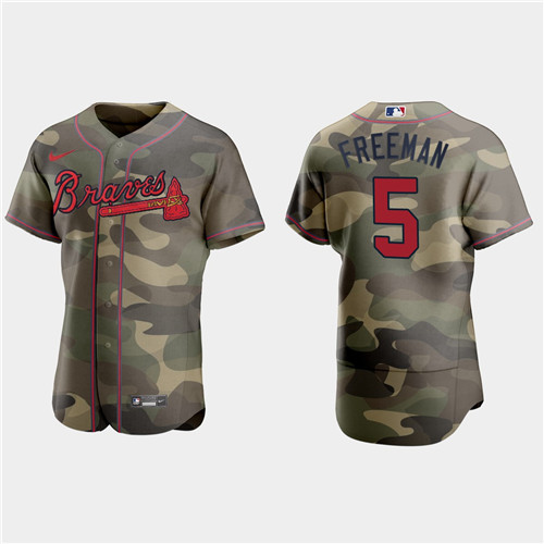Atlanta Braves #5 Freddie Freeman Men's Nike 2021 Armed Forces Day Authentic MLB Jersey -Camo