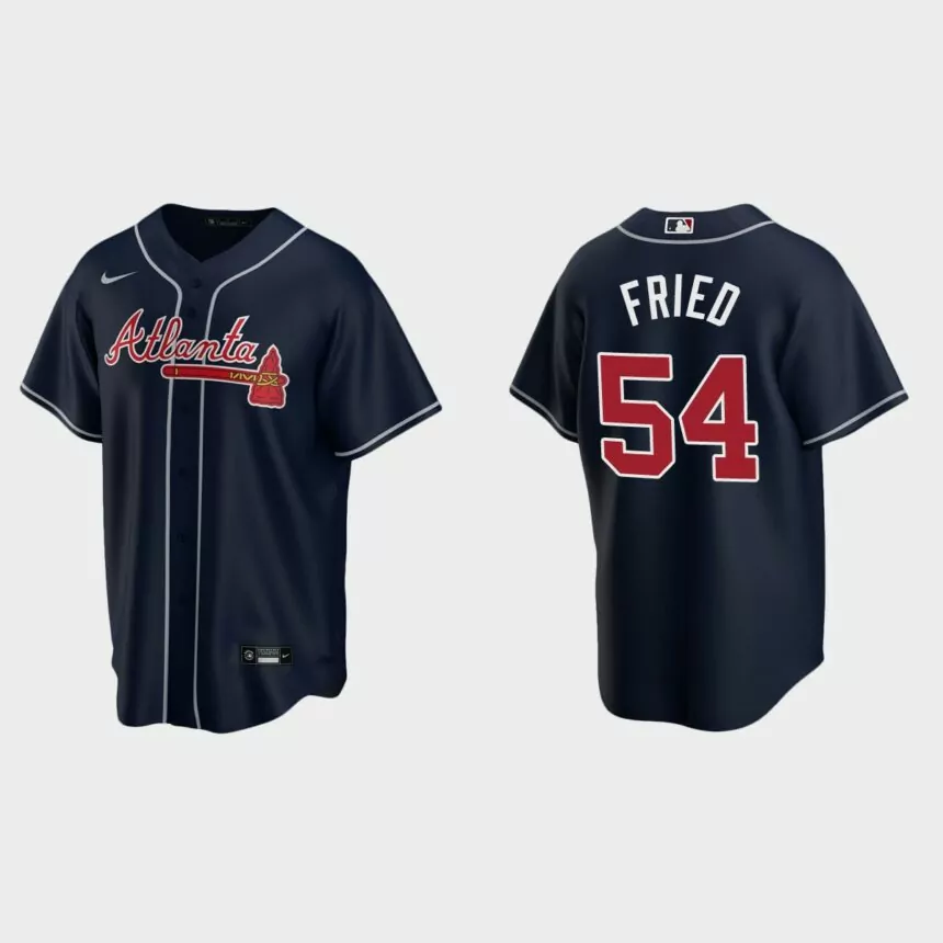 Atlanta Braves #54 Max Fried Navy 2020 Replica Alternate Jersey
