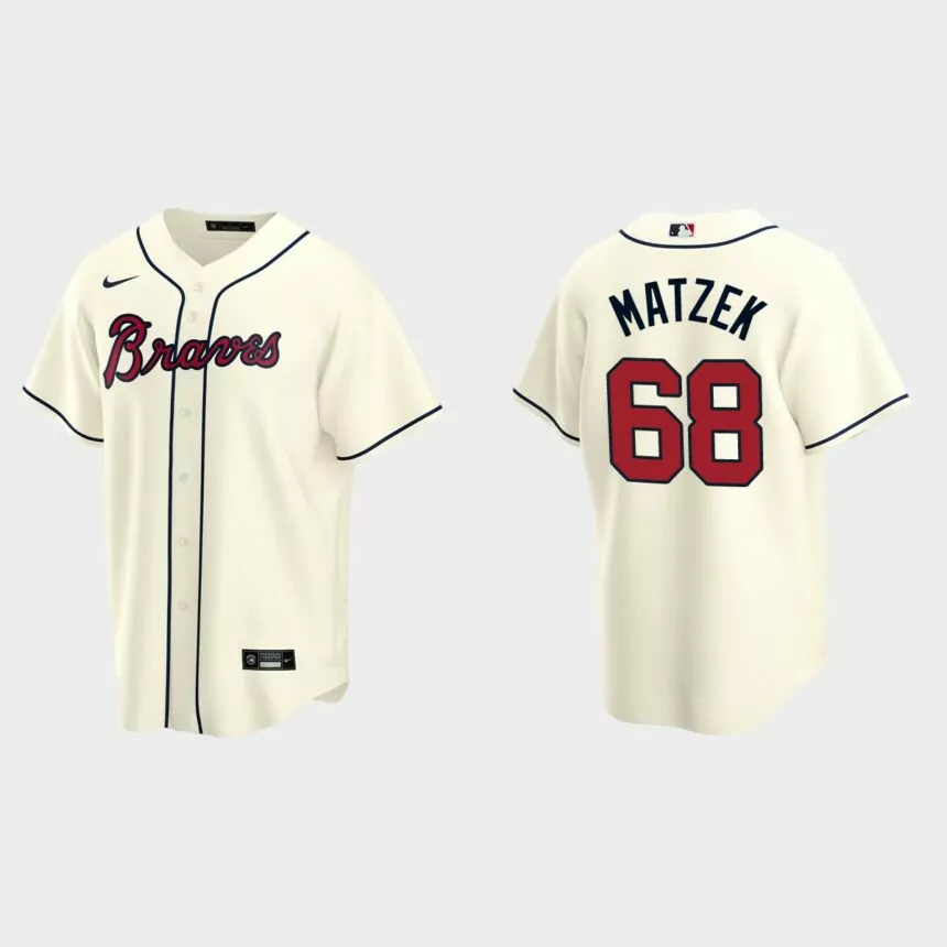 Atlanta Braves #68 Tyler Matzek Replica Alternate Jersey – Cream