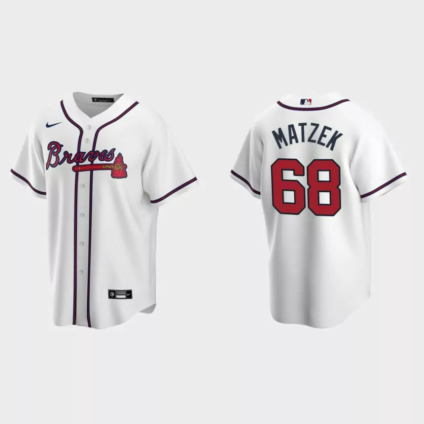 Atlanta Braves #68 Tyler Matzek Replica Home Jersey – White