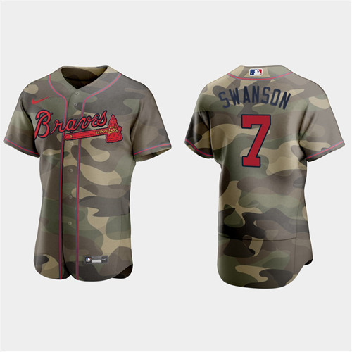 Atlanta Braves #7 Dansby Swanson Men's Nike 2021 Armed Forces Day Authentic MLB Jersey -Camo