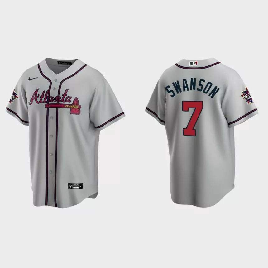 Atlanta Braves #7 Dansby Swanson Replica 2021 MLB All-Star Jersey – Gray