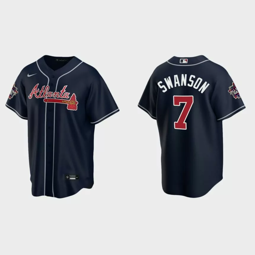 Atlanta Braves #7 Dansby Swanson Replica 2021 MLB All-Star Jersey – Navy
