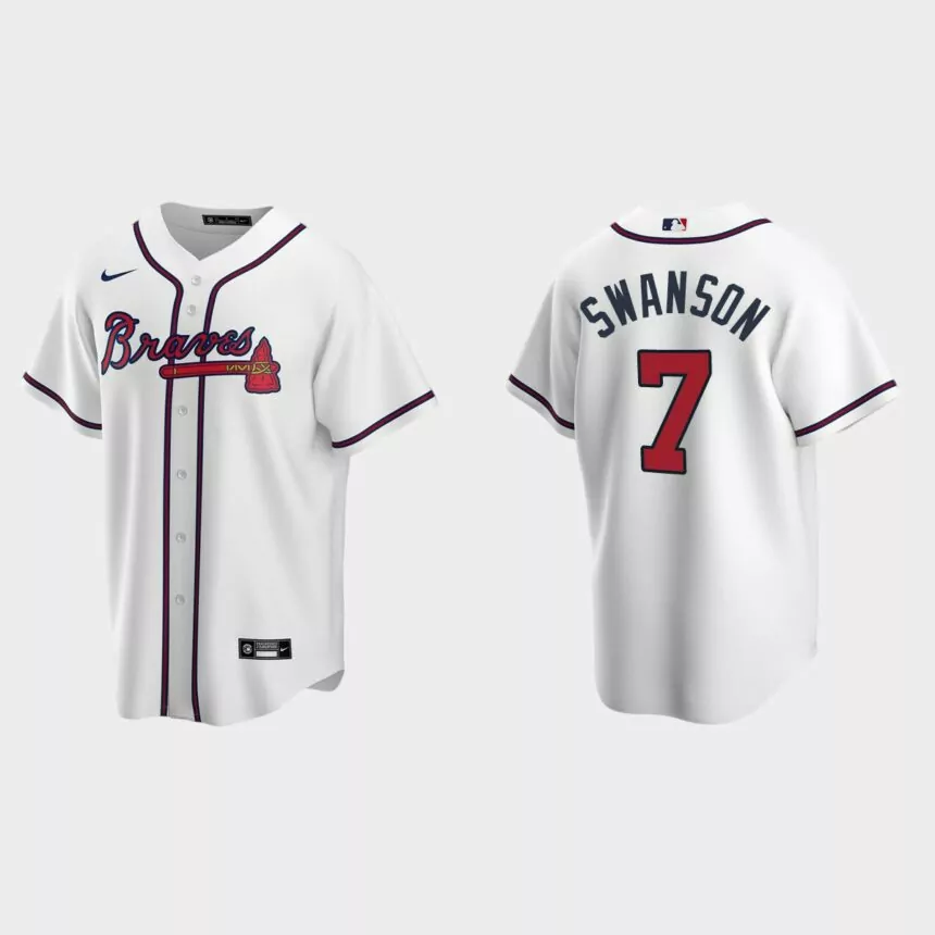 Atlanta Braves #7 Dansby Swanson White 2020 Replica Home Jersey