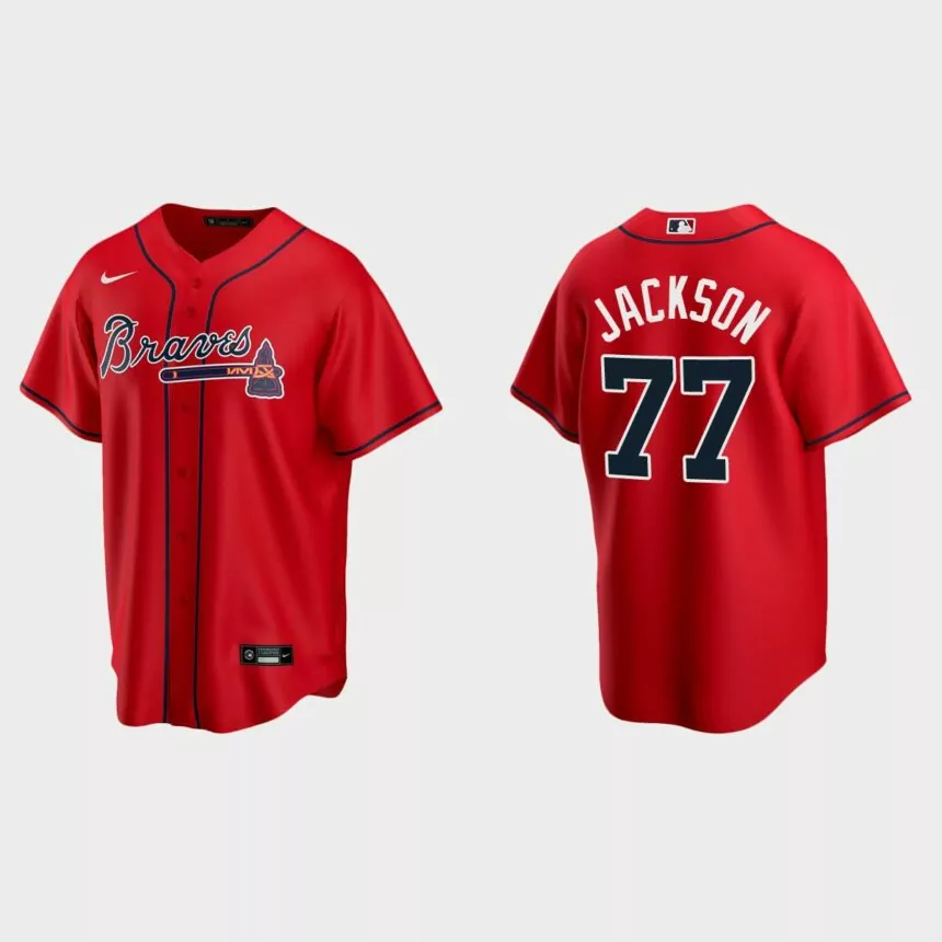 Atlanta Braves #77 Luke Jackson Red 2020 Replica Alternate Jersey