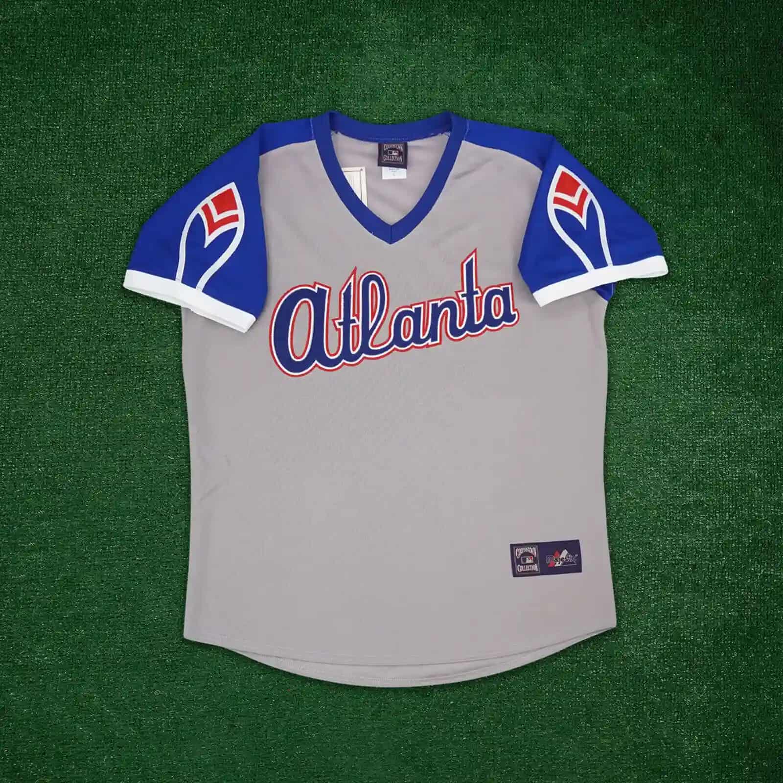 Atlanta Braves 1978 Cooperstown Men's Grey Road Throwback Jersey