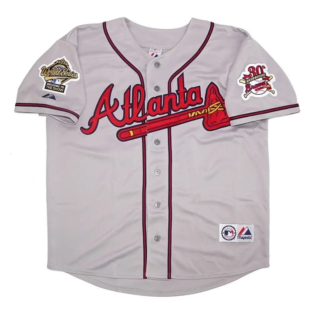 Atlanta Braves 1995 World Series Grey Road Jersey Men's (S-3XL)