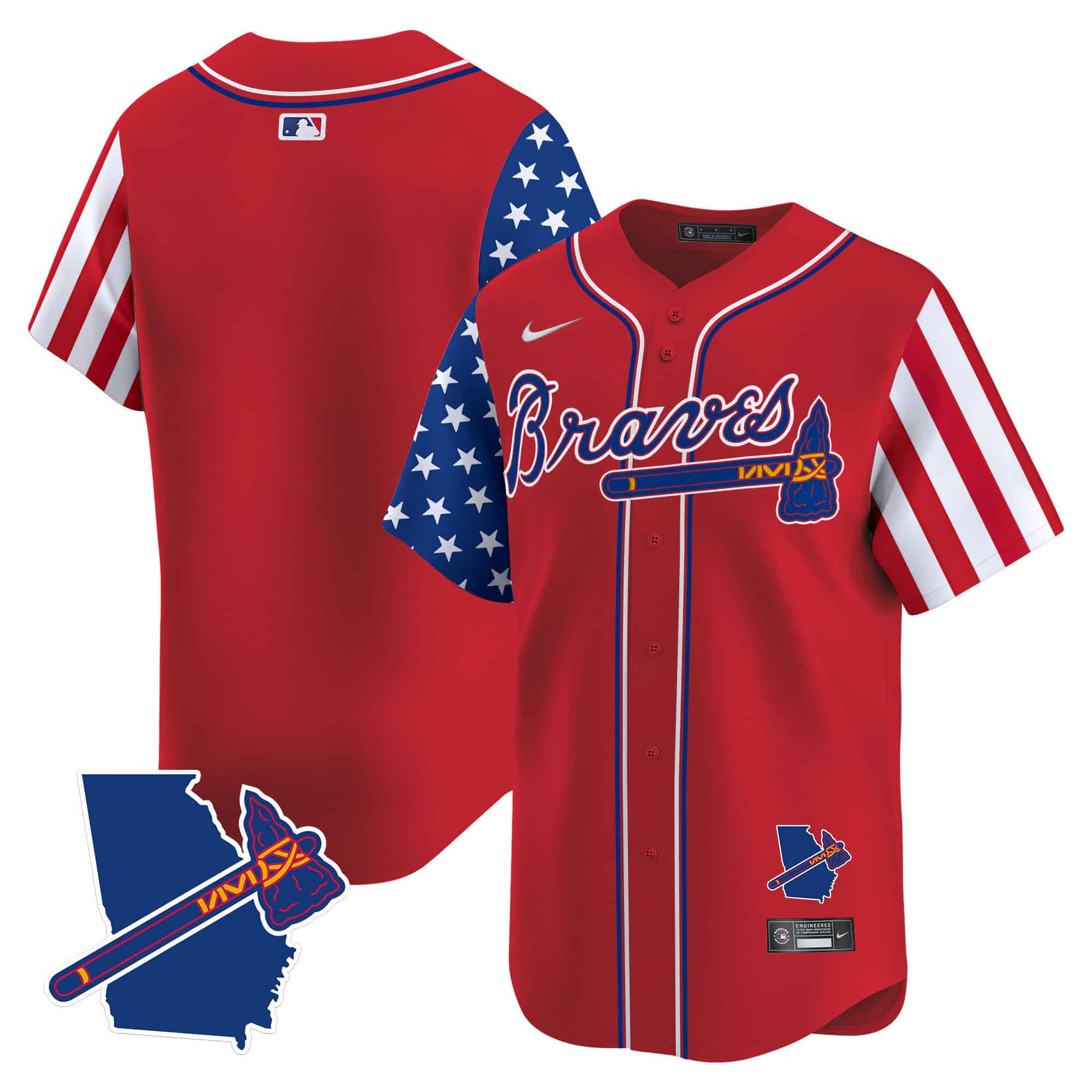 Atlanta Braves 2024 Independence Day Vapor Premier Limited Baseball Jersey V2 – All Stitched Red Blank