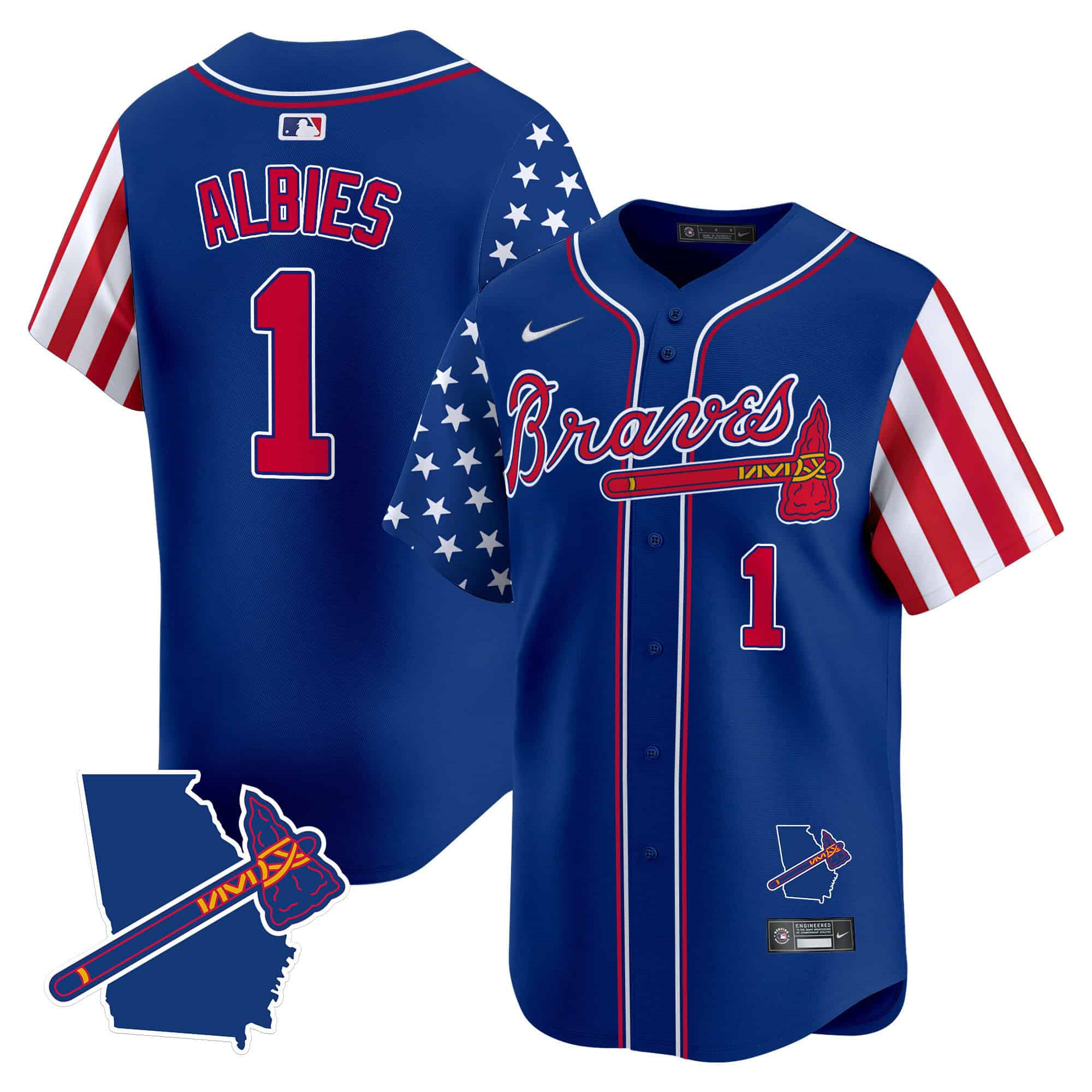 Atlanta Braves 2024 Independence Day Vapor Premier Limited Baseball Jersey V2 – All Stitched Royal #1 Ozzie Albies