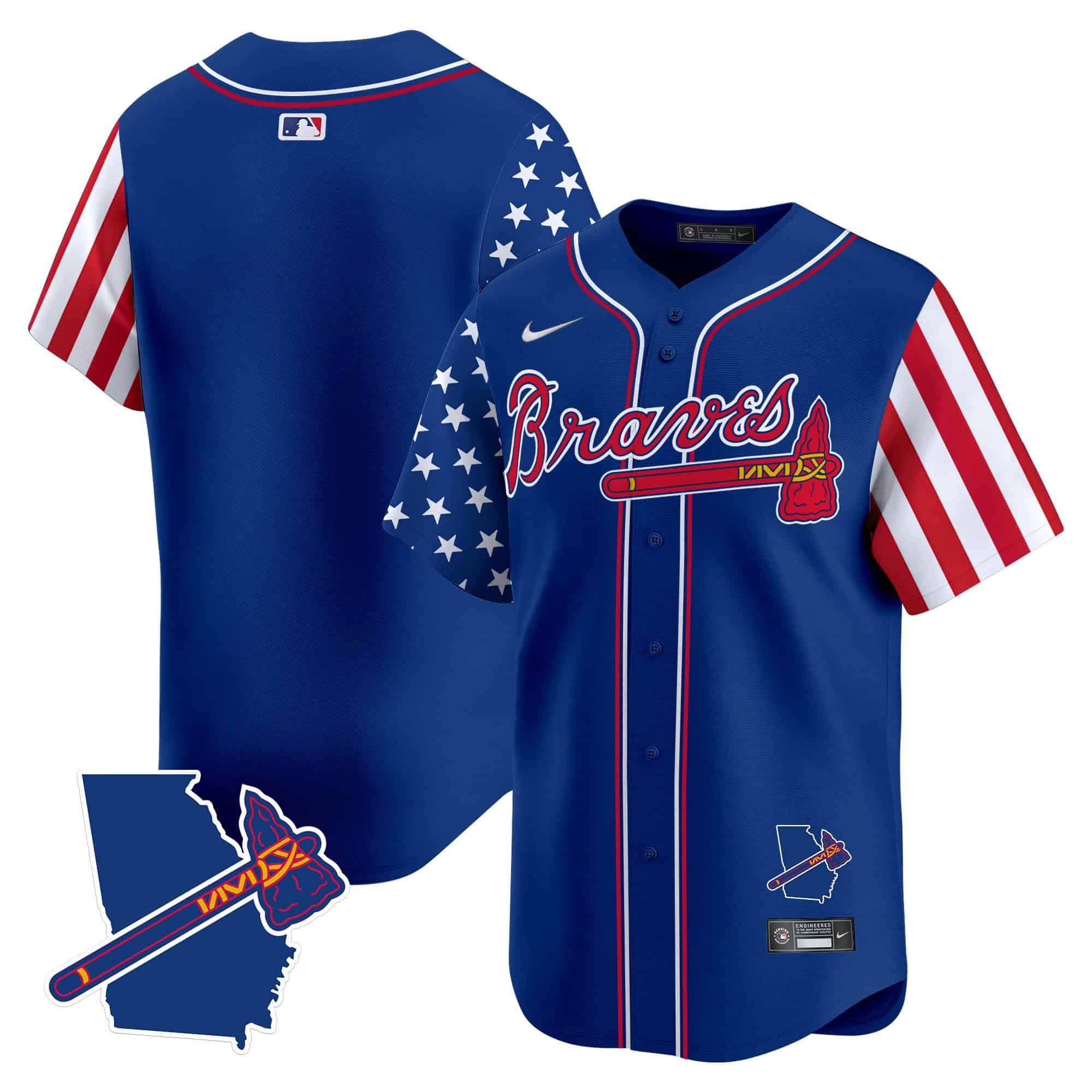 Atlanta Braves 2024 Independence Day Vapor Premier Limited Baseball Jersey V2 – All Stitched Royal Blank