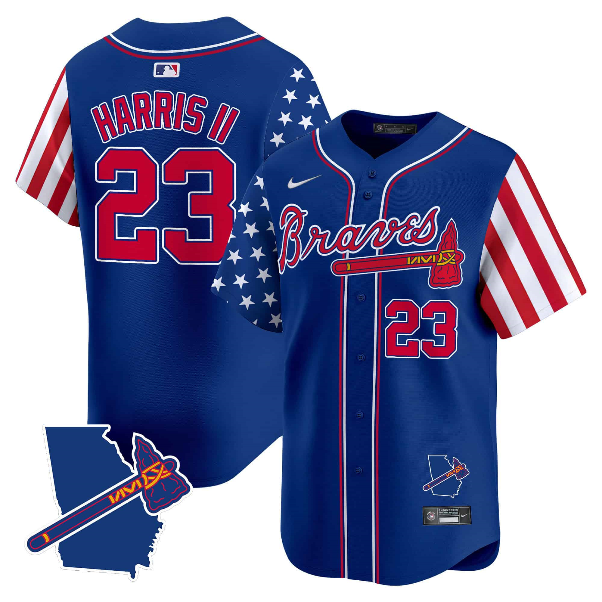 Atlanta Braves 2024 Independence Day Vapor Premier Limited Baseball Jersey V2 – All Stitched Royal Michael Harris II #23