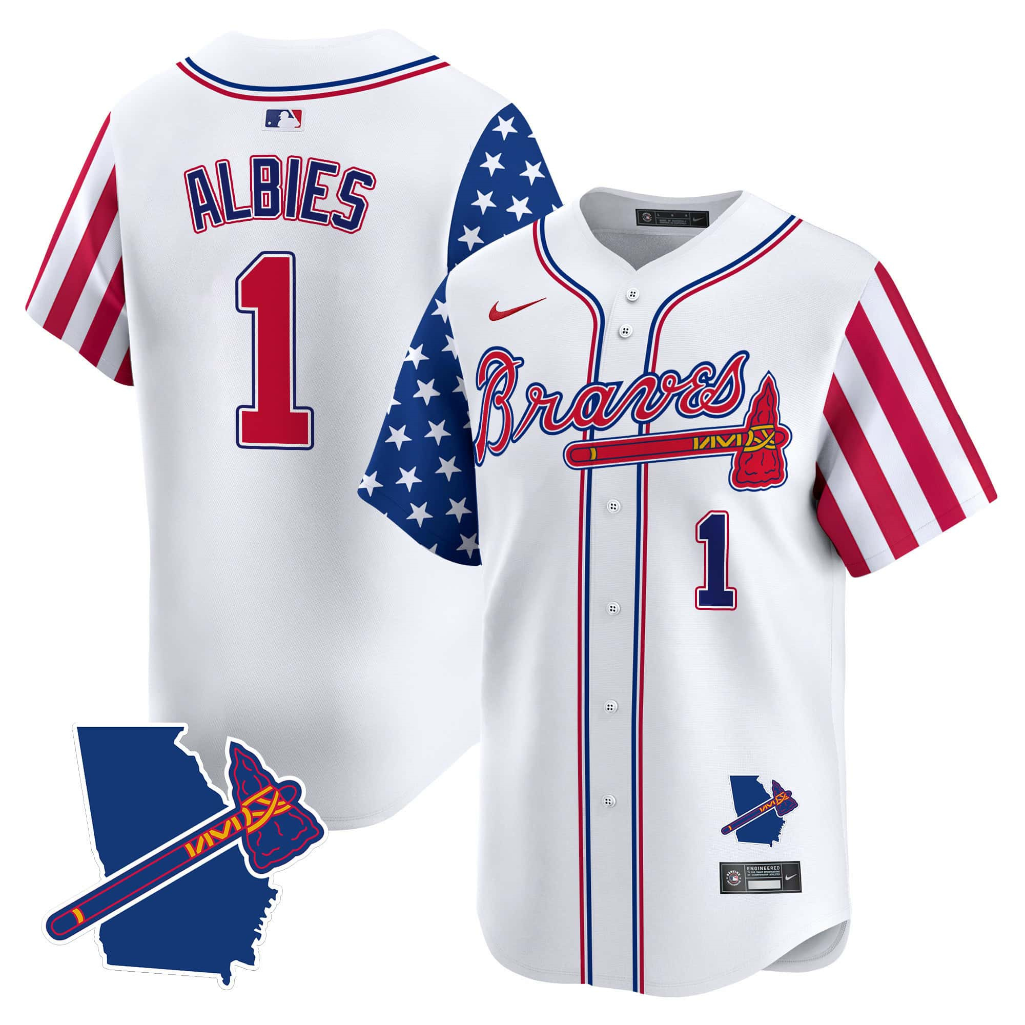 Atlanta Braves 2024 Independence Day Vapor Premier Limited Baseball Jersey V2 – All StitchedWhite #1 Ozzie Albies