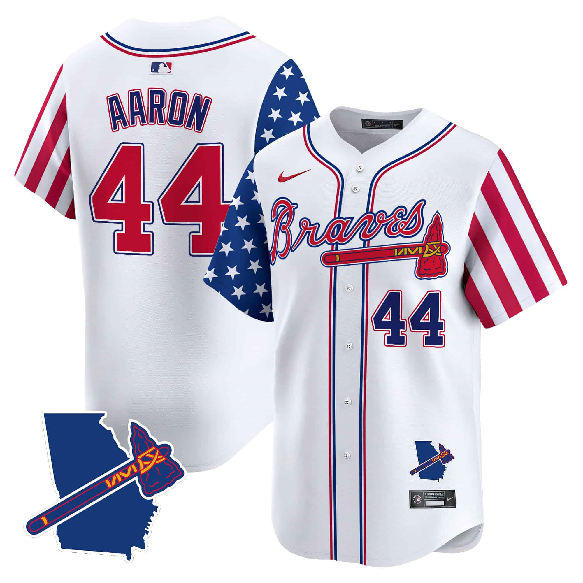 Atlanta Braves 2024 Independence Day Vapor Premier Limited Baseball Jersey V2 – All StitchedWhite #44 Hank Aaron