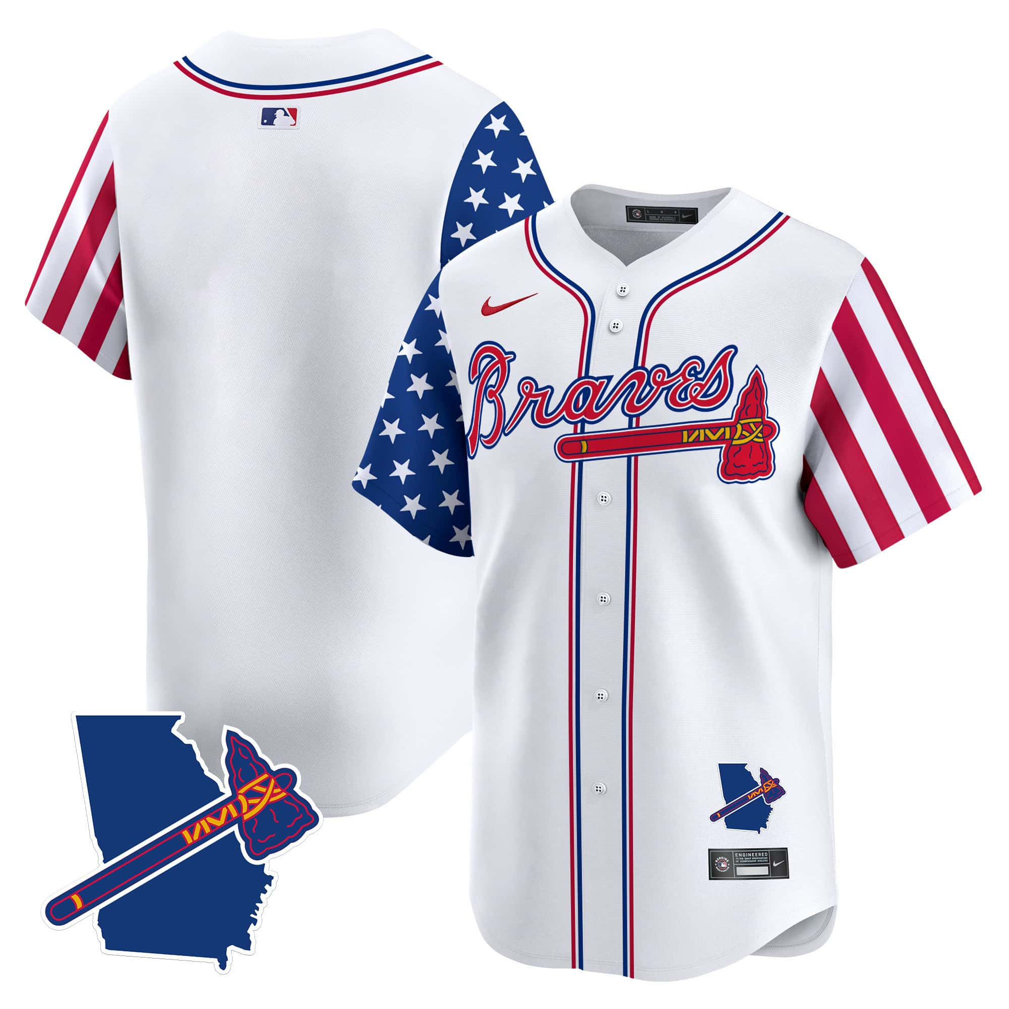 Atlanta Braves 2024 Independence Day Vapor Premier Limited Baseball Jersey V2 – All StitchedWhite Blank