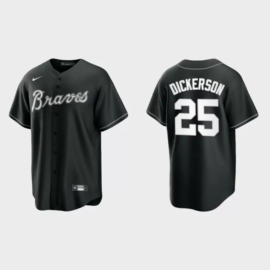 Atlanta Braves Alex Dickerson Replica Official Jersey – Black White