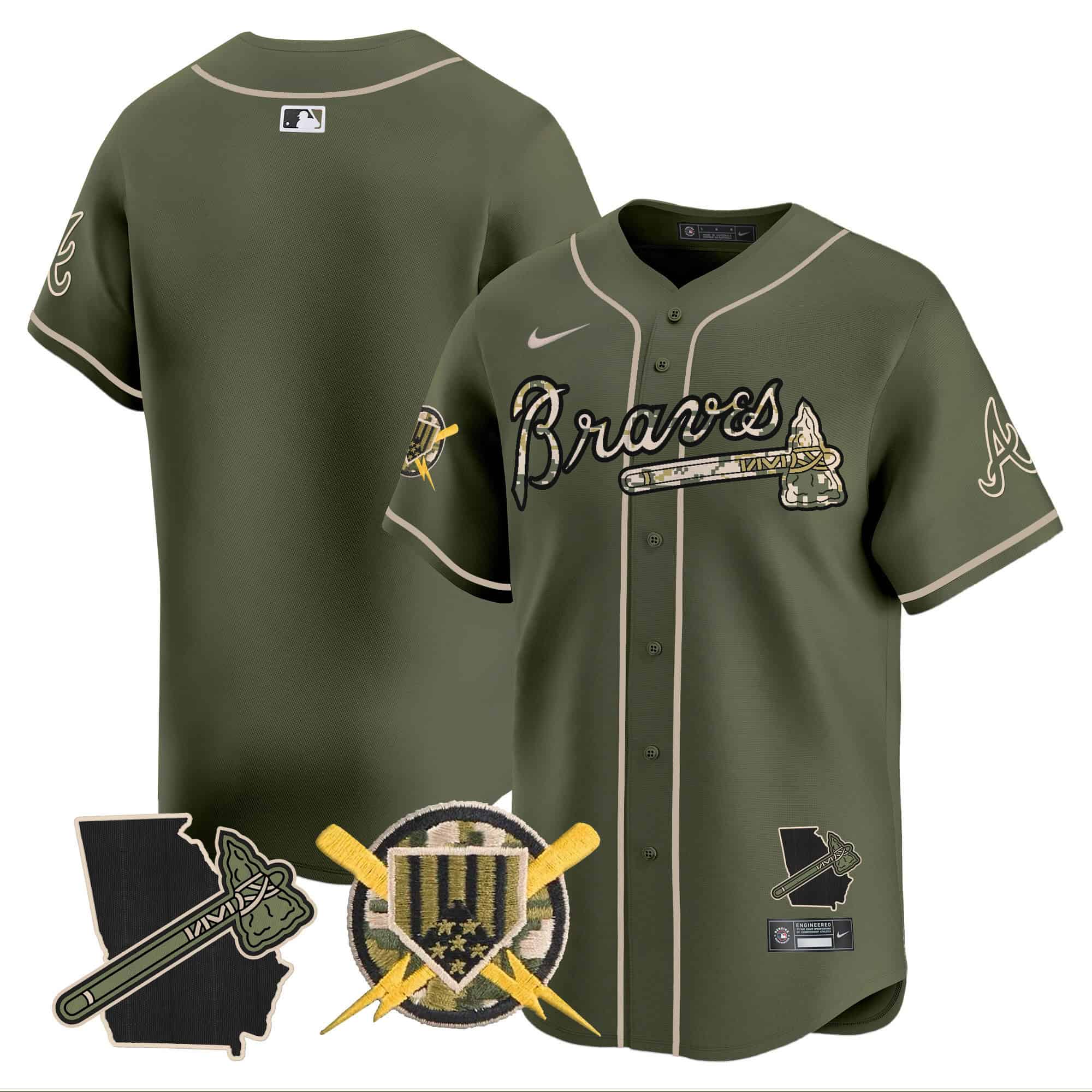 Atlanta Braves Armed Forces Day Vapor Premier Limited baseball    Jersey – All Stitched Green Blank