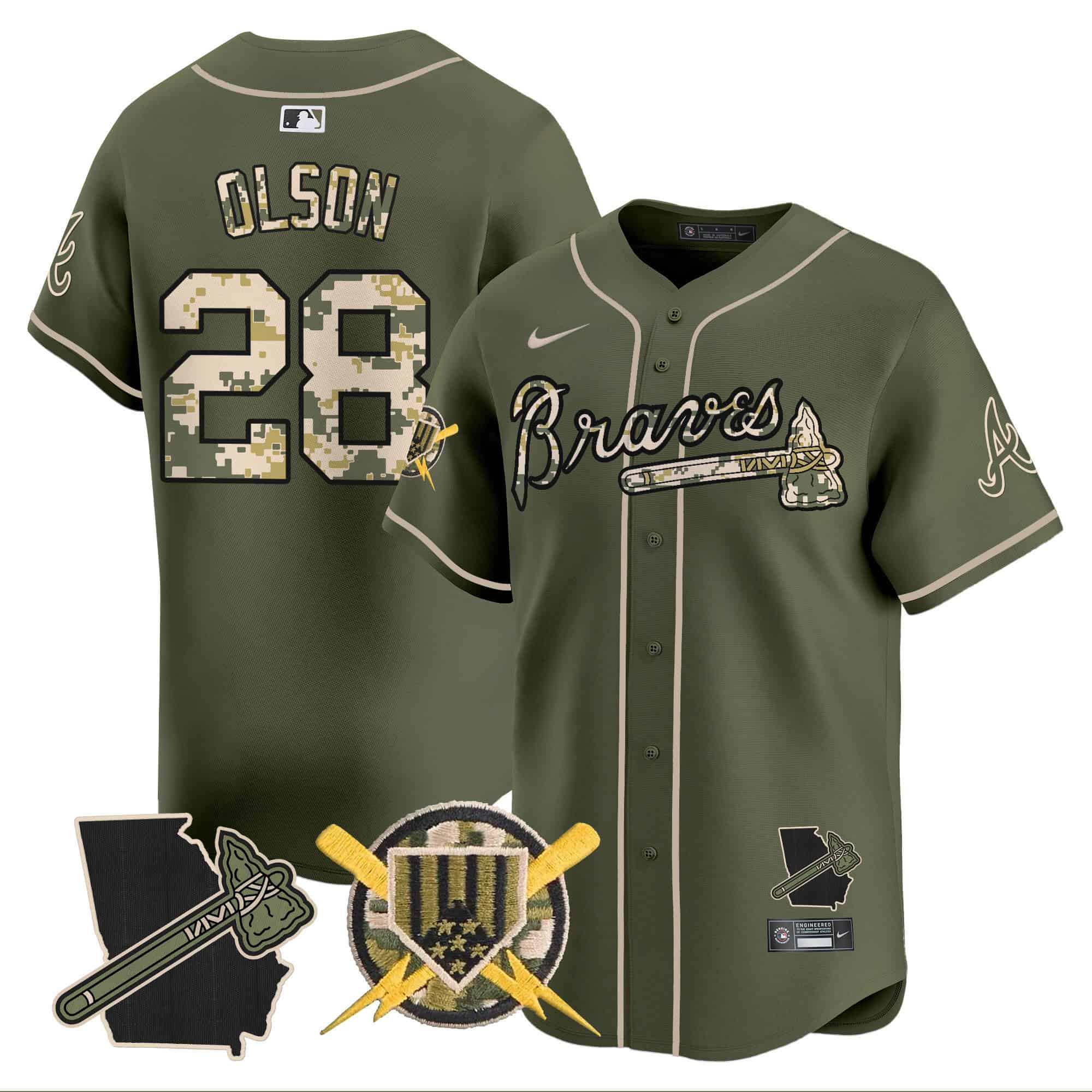 Atlanta Braves Armed Forces Day Vapor Premier Limited baseball    Jersey – All Stitched Green Matt Olson #28