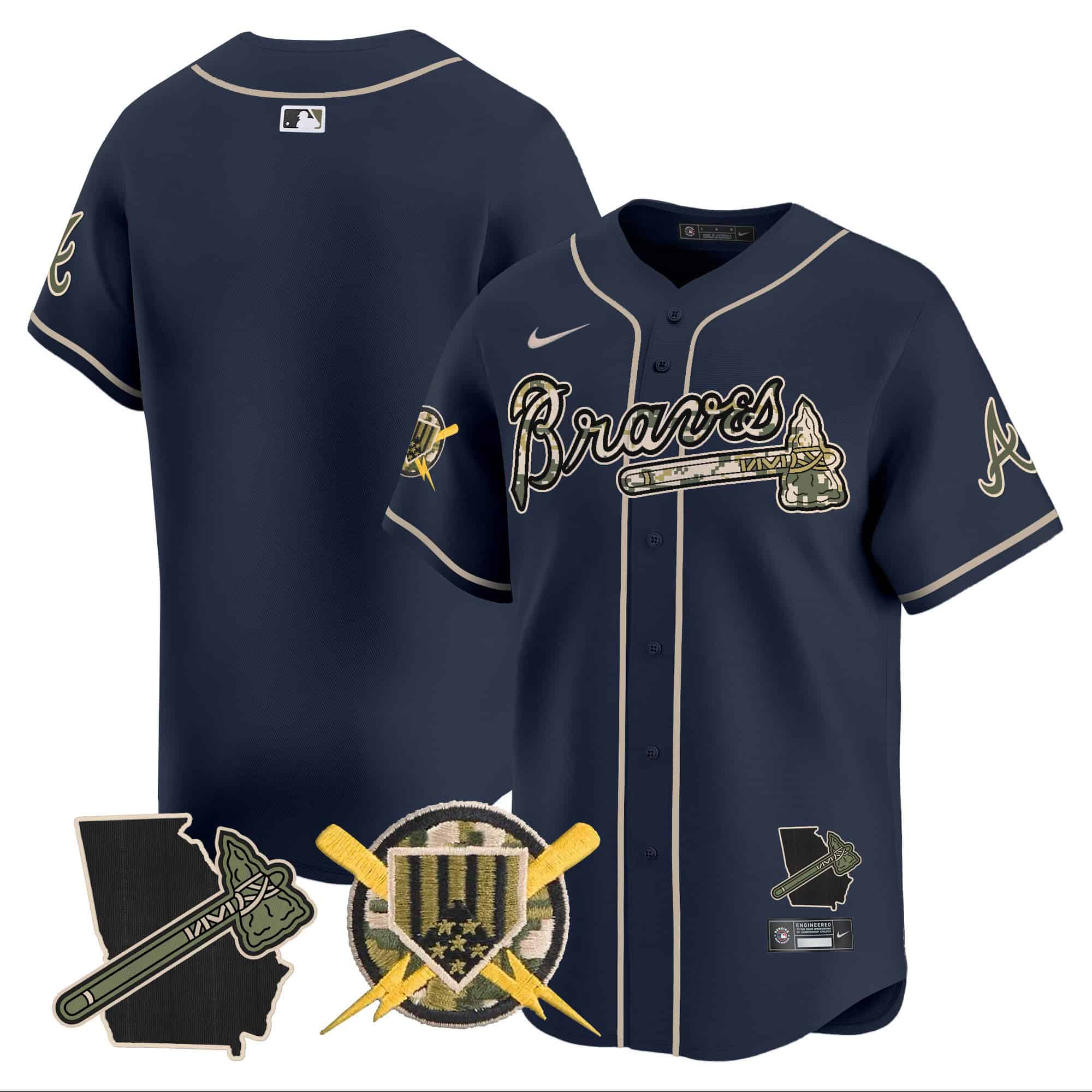 Atlanta Braves Armed Forces Day Vapor Premier Limited baseball    Jersey – All Stitched Navy Blank