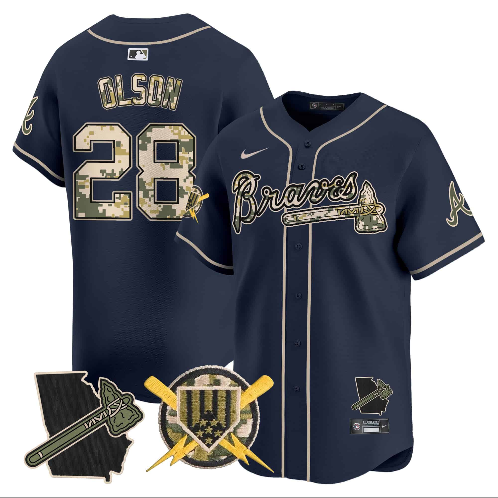 Atlanta Braves Armed Forces Day Vapor Premier Limited baseball    Jersey – All Stitched Navy Matt Olson #28