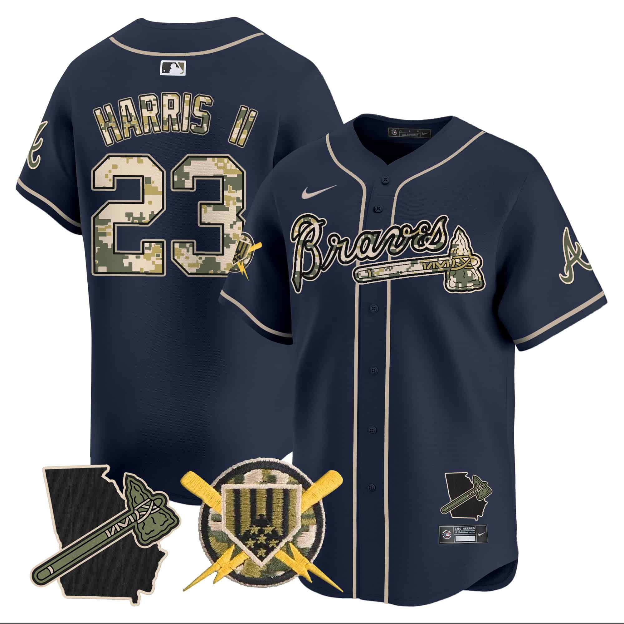 Atlanta Braves Armed Forces Day Vapor Premier Limited baseball    Jersey – All Stitched Navy Michael Harris II #23