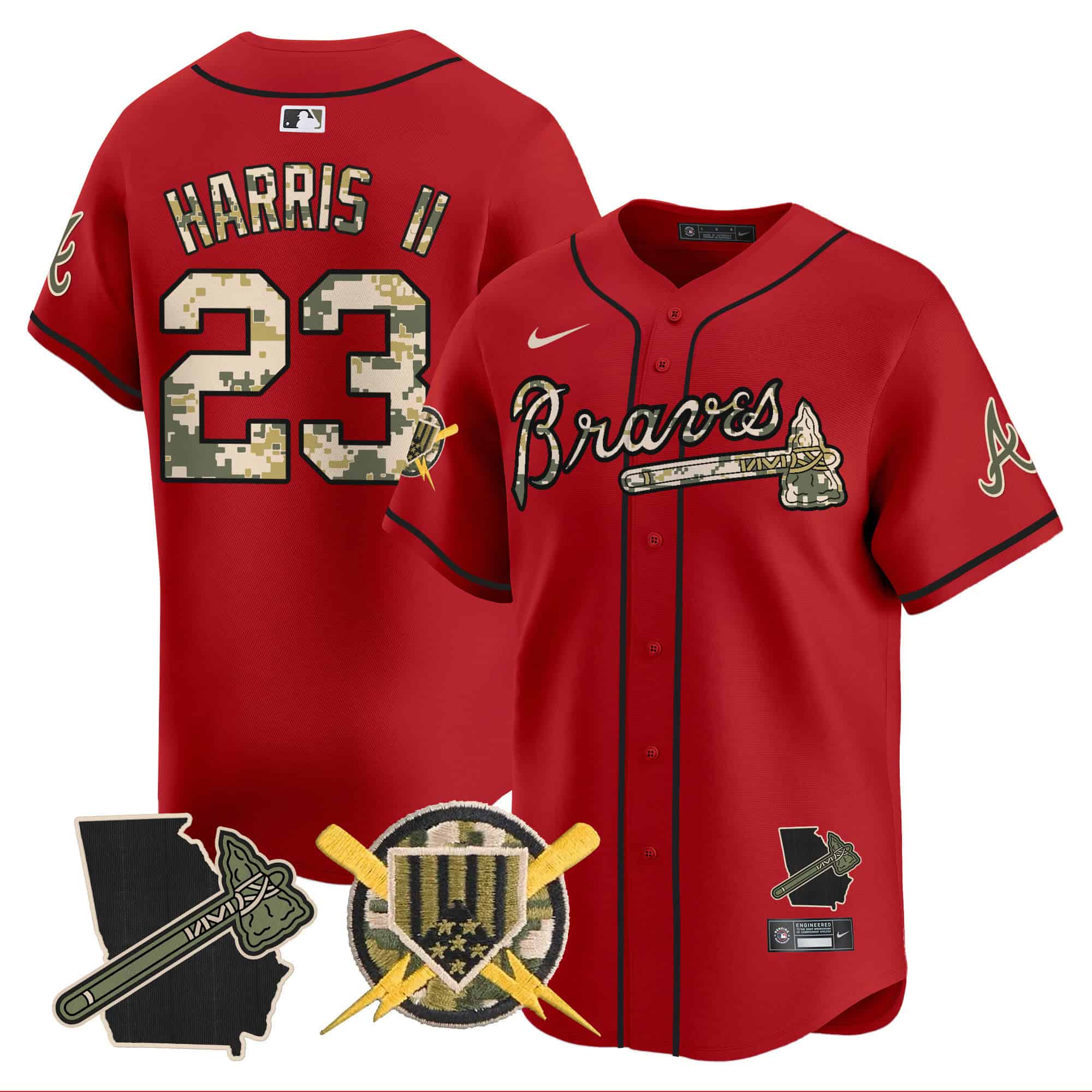 Atlanta Braves Armed Forces Day Vapor Premier Limited baseball    Jersey – All Stitched Red