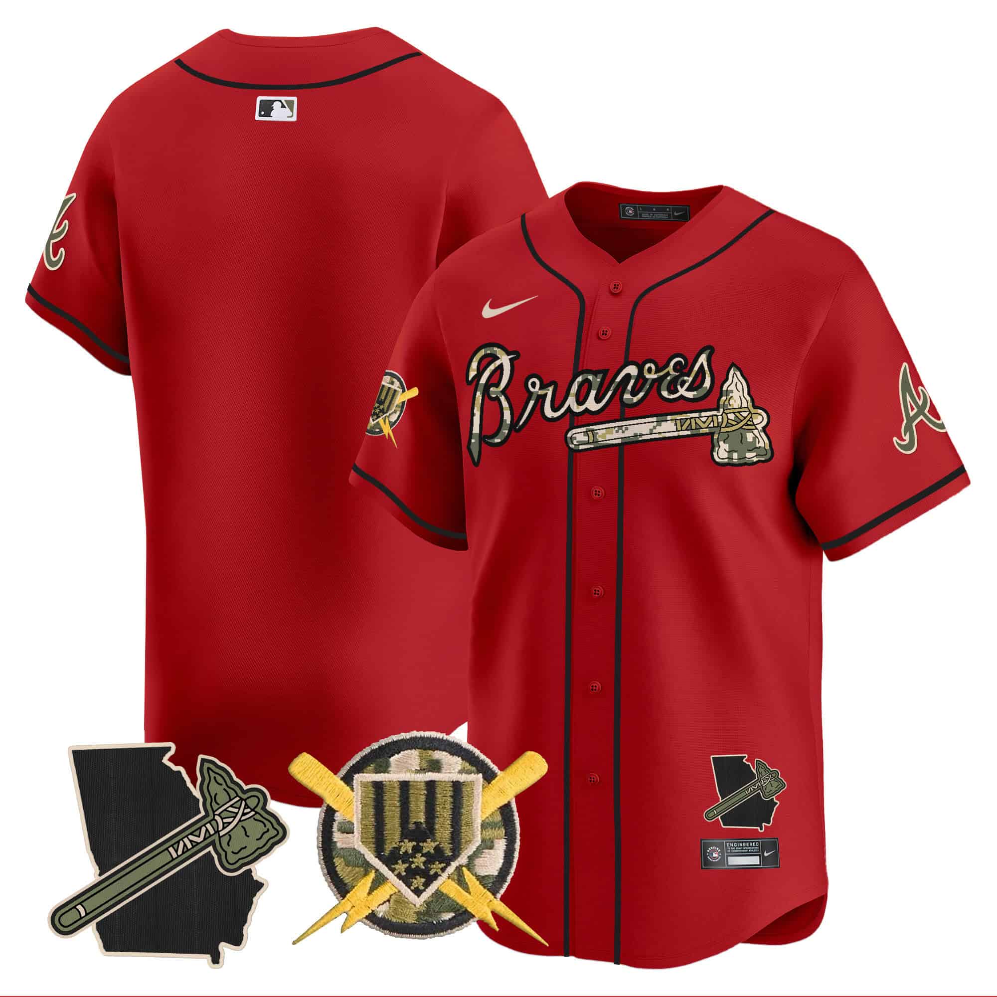 Atlanta Braves Armed Forces Day Vapor Premier Limited baseball    Jersey – All Stitched Red Blank