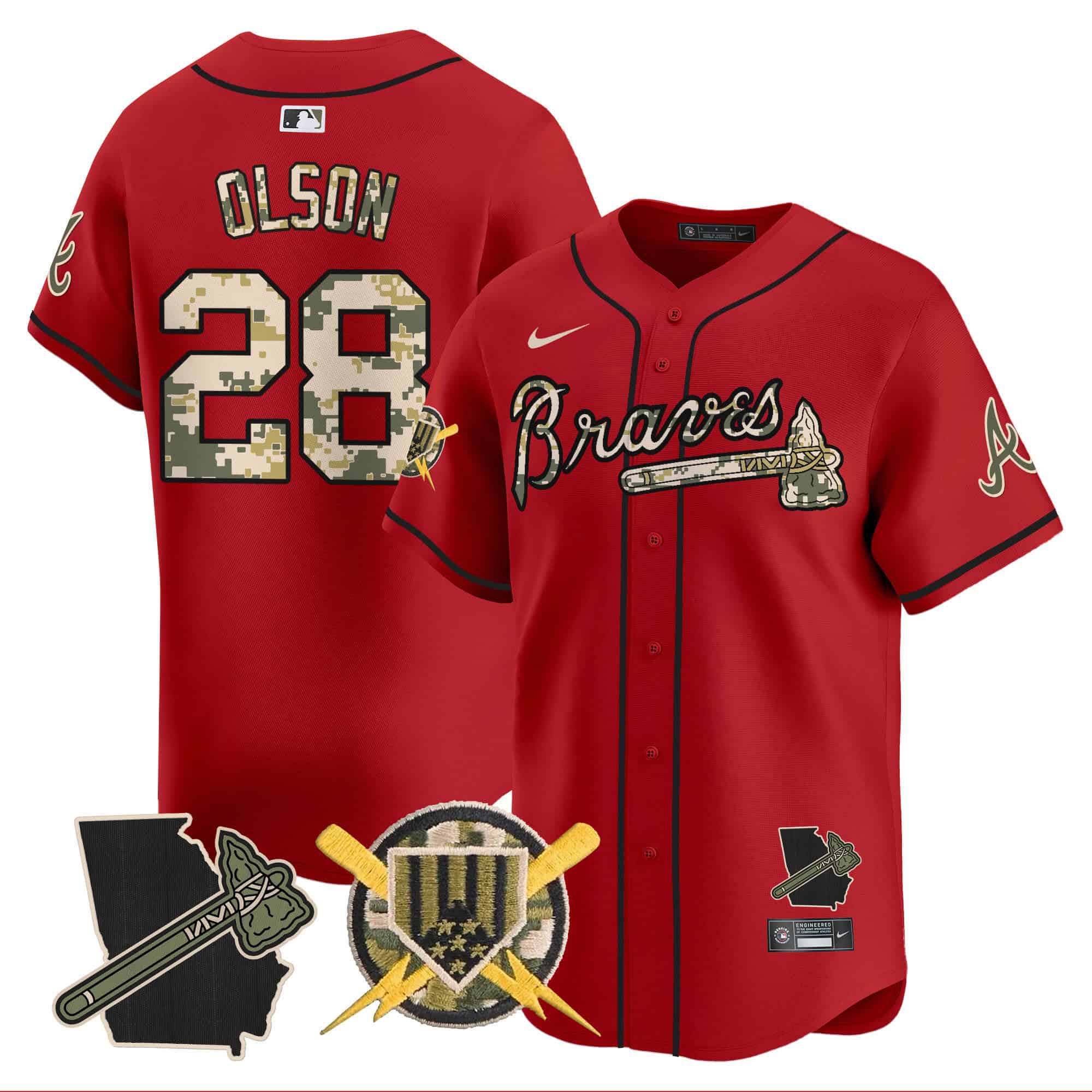 Atlanta Braves Armed Forces Day Vapor Premier Limited baseball    Jersey – All Stitched Red Matt Olson #28
