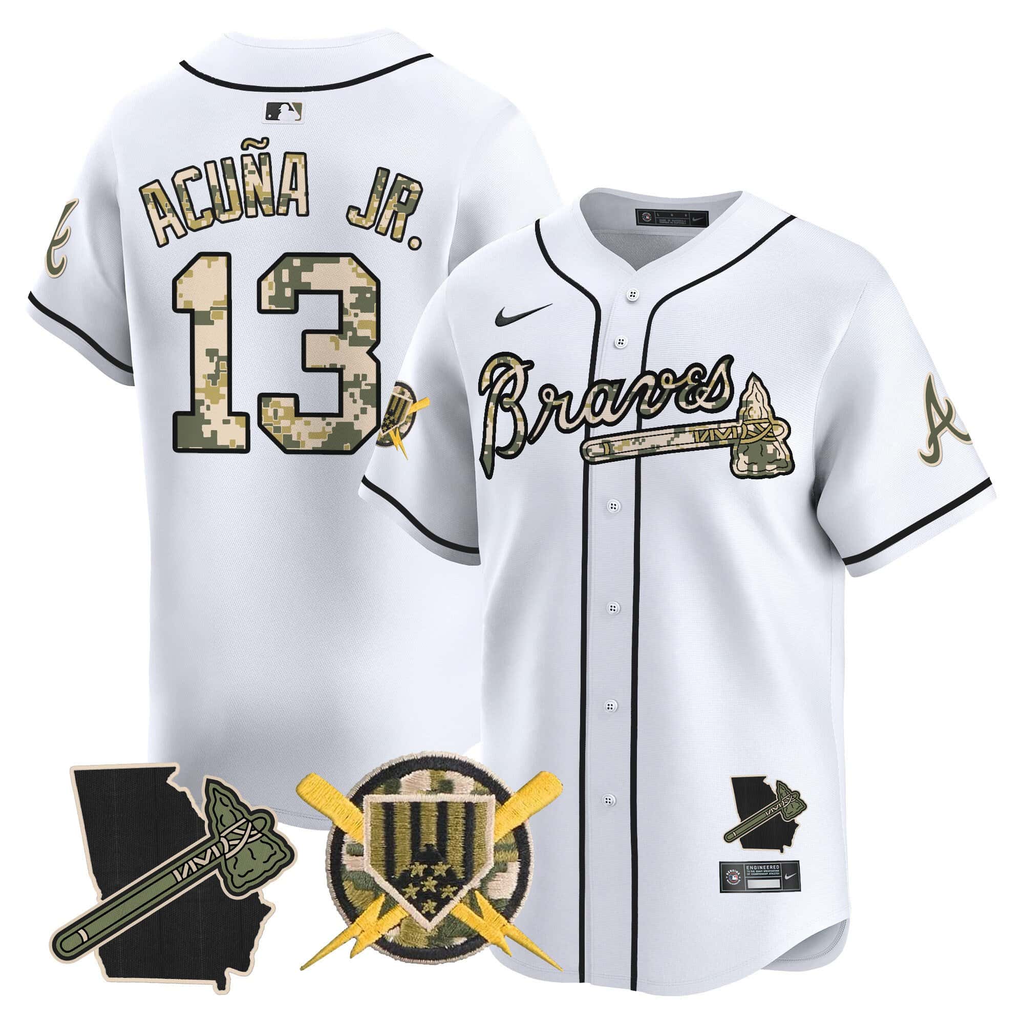 Atlanta Braves Armed Forces Day Vapor Premier Limited baseball    Jersey – All Stitched White #13 Ronald Acuna Jr.