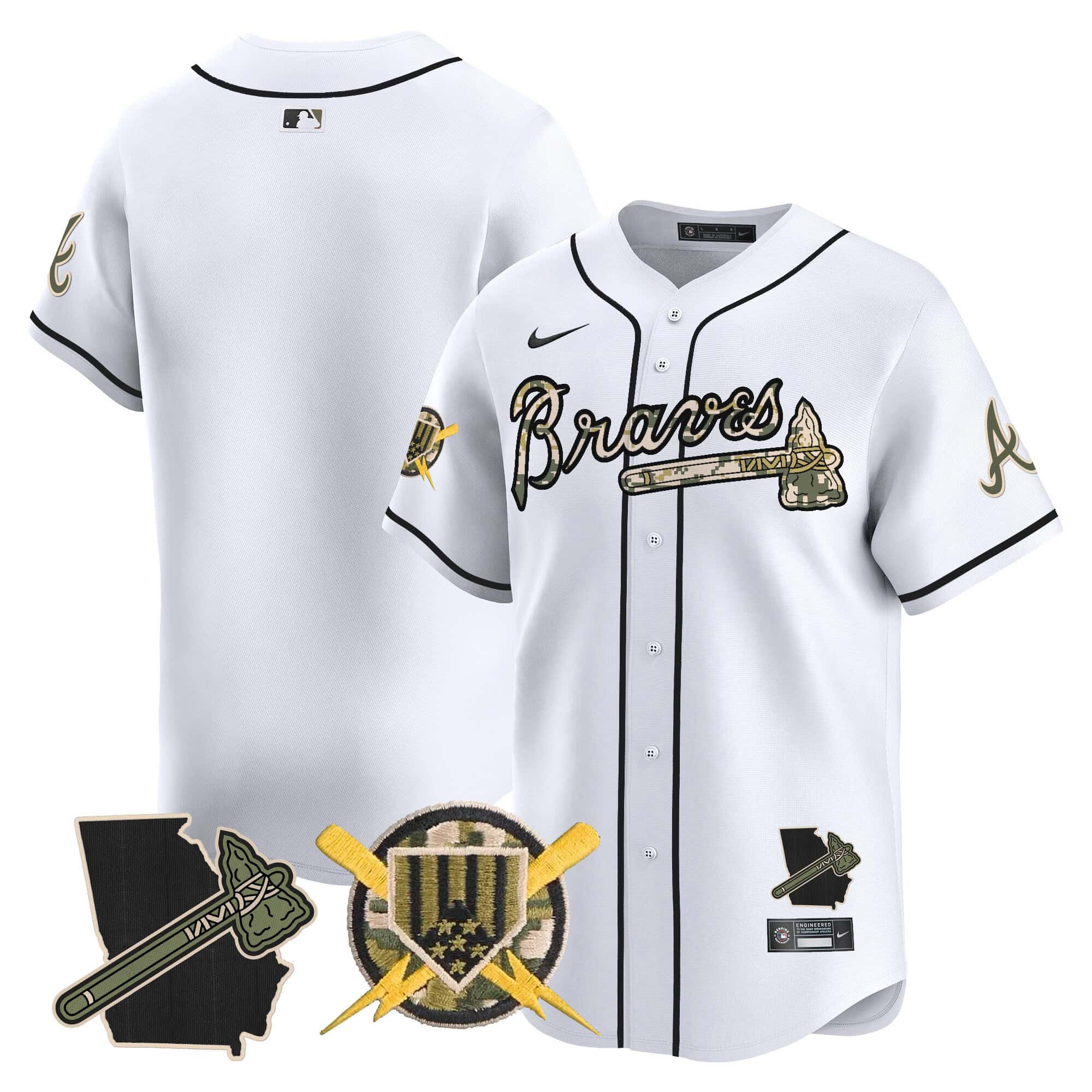 Atlanta Braves Armed Forces Day Vapor Premier Limited baseball    Jersey – All Stitched White Blank