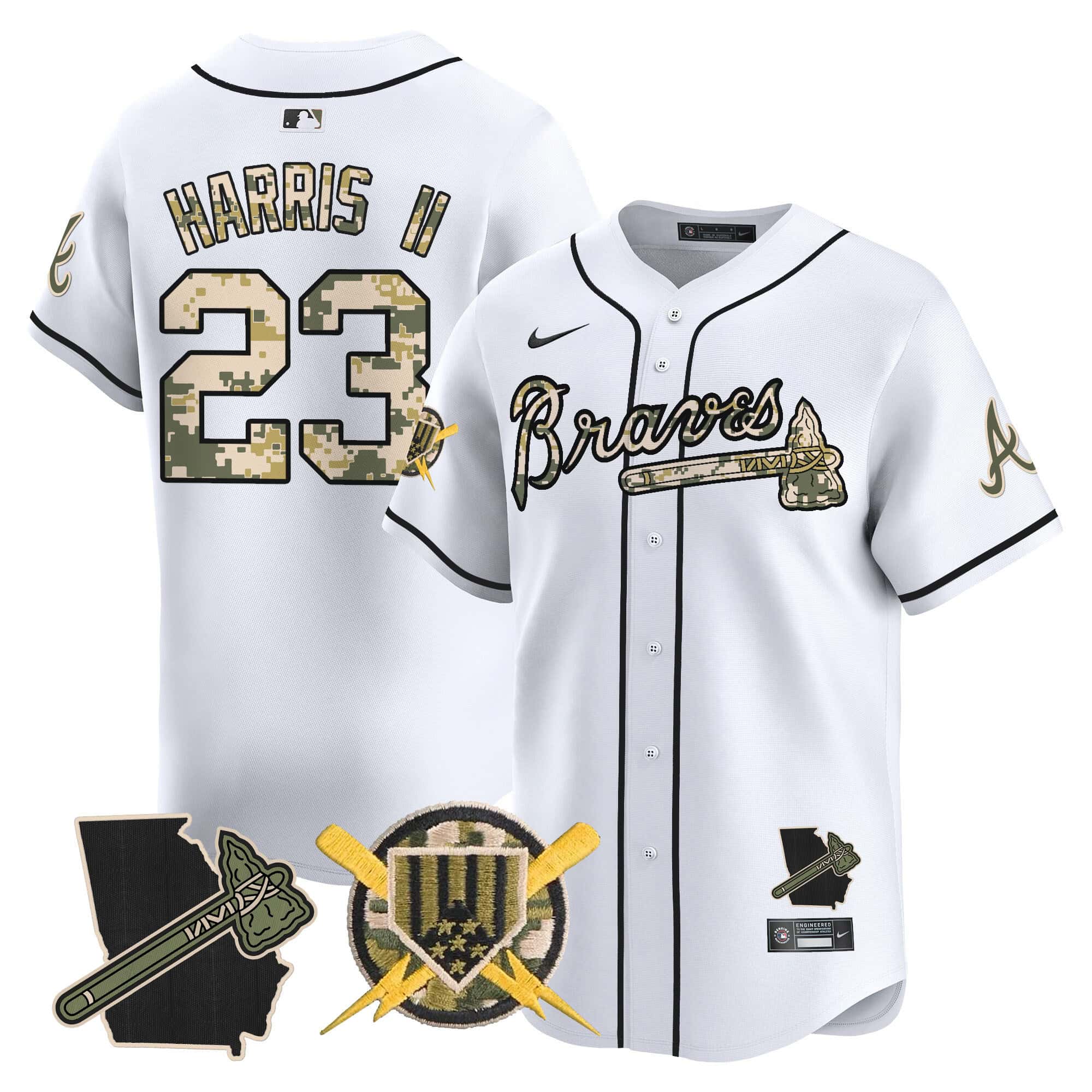 Atlanta Braves Armed Forces Day Vapor Premier Limited baseball    Jersey – All Stitched White Michael Harris II #23