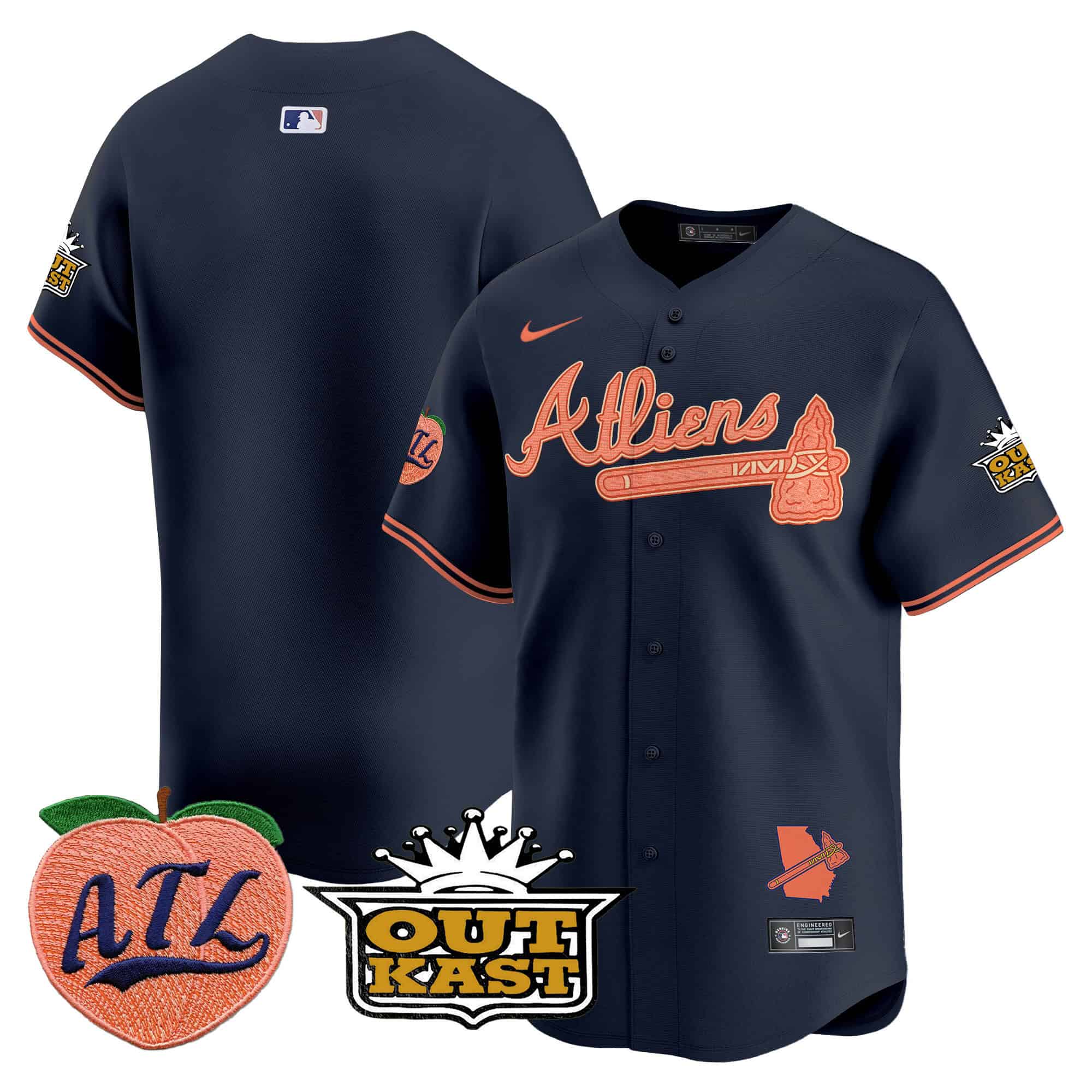 Atlanta Braves Atliens & Peach Vapor Premier Limited  baseball  Jersey – All Stitched Atliens Blank