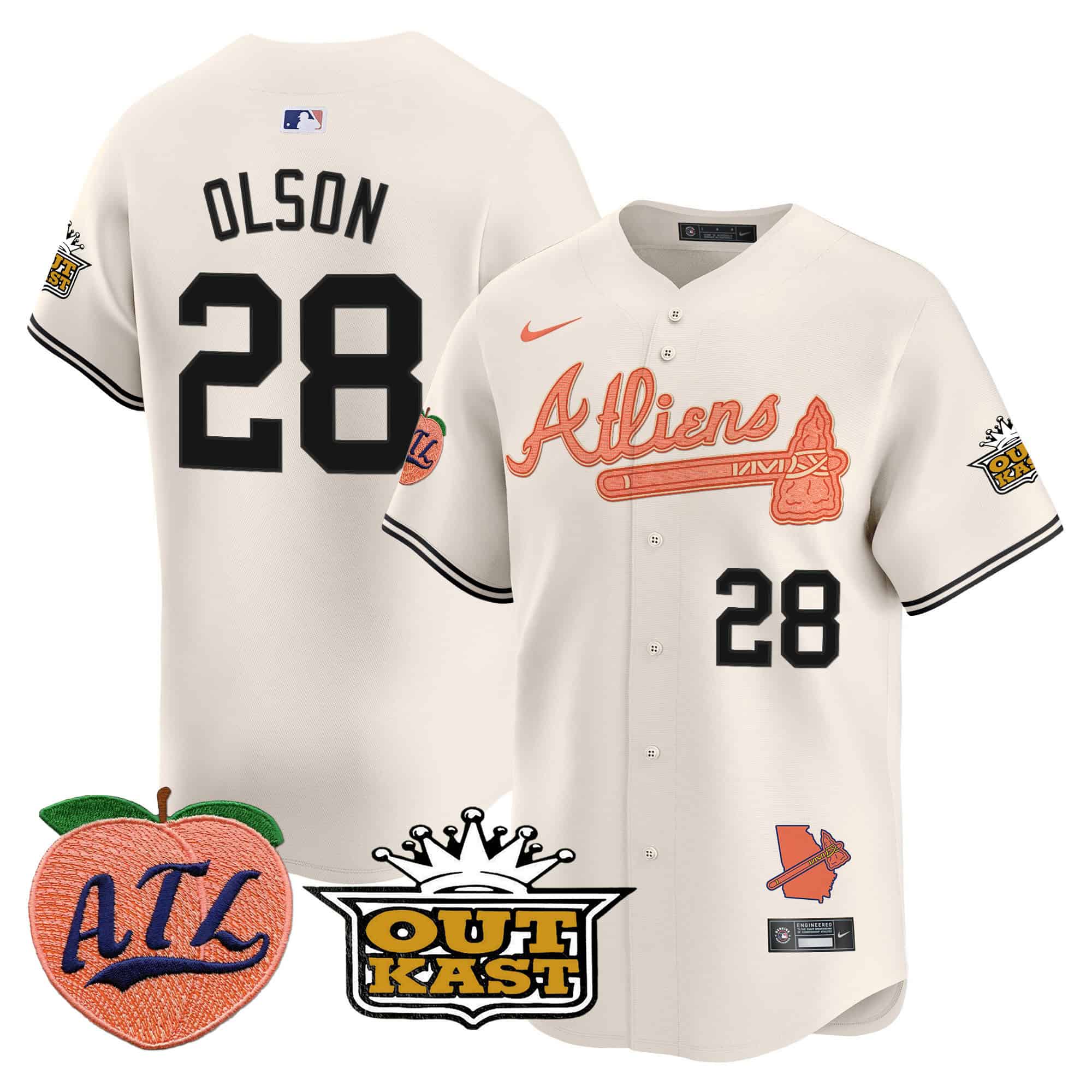 Atlanta Braves Atliens & Peach Vapor Premier Limited  baseball  Jersey – All Stitched Cream