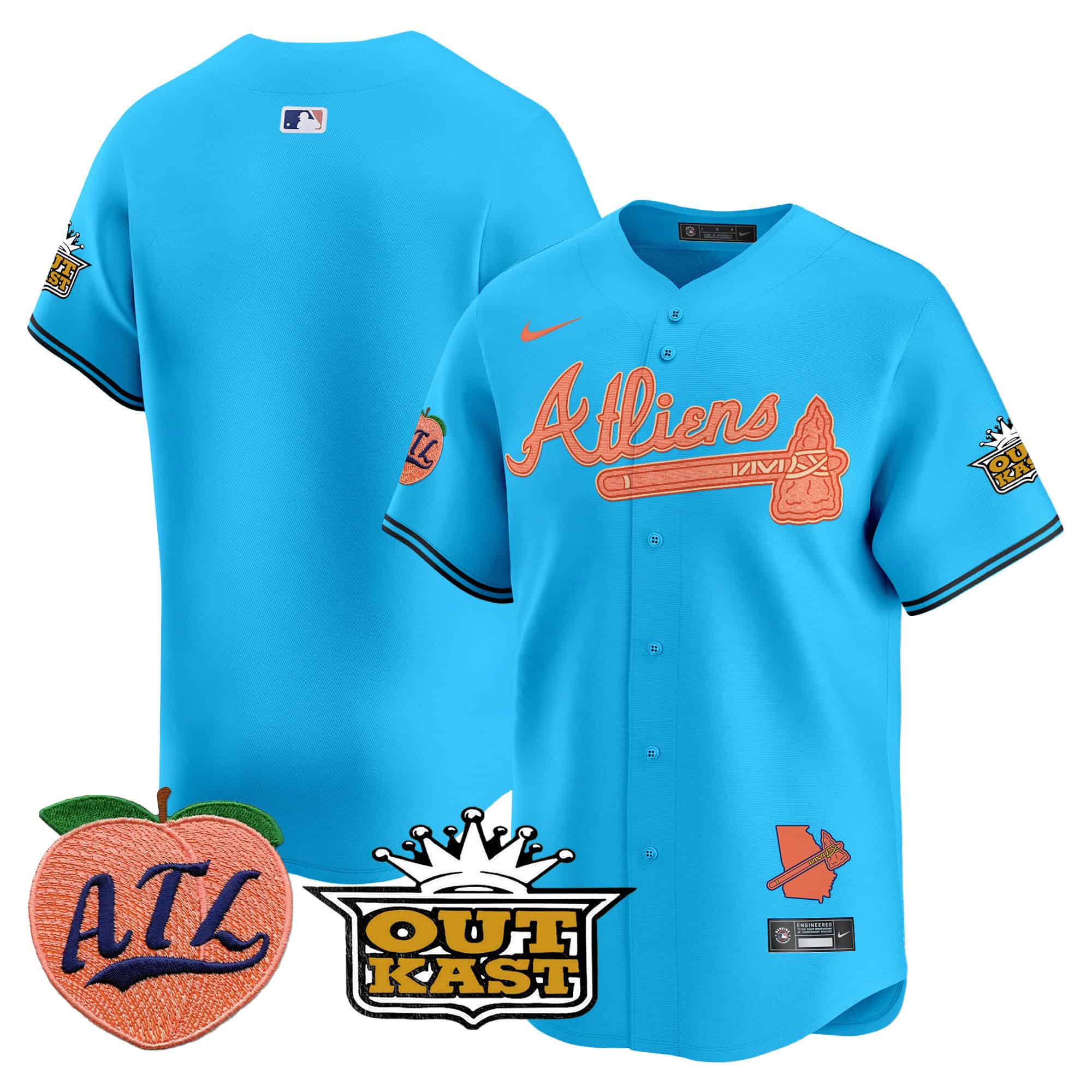 Atlanta Braves Atliens & Peach Vapor Premier Limited  baseball  Jersey – All Stitched Light Blue Blank