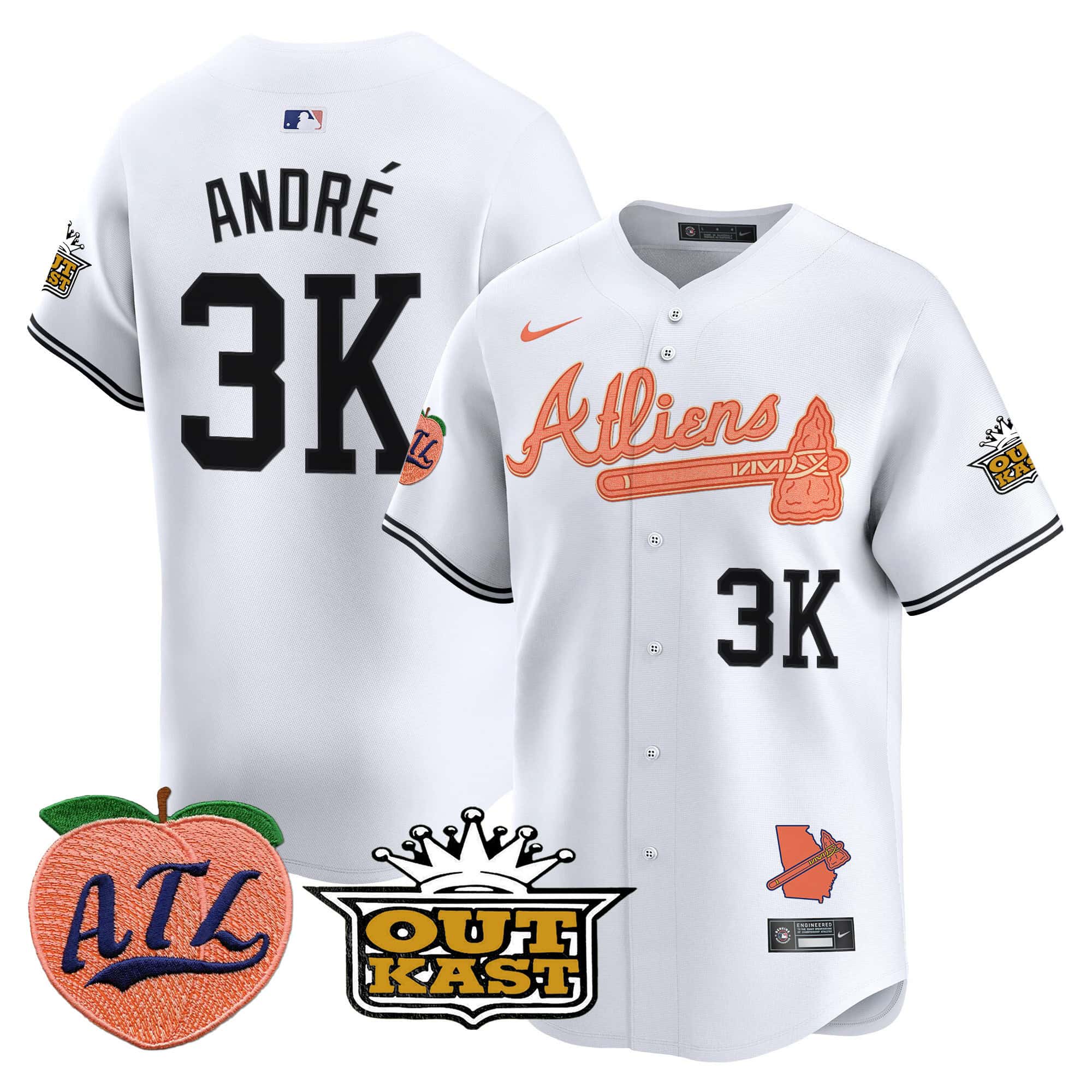 Atlanta Braves Atliens & Peach Vapor Premier Limited  baseball  Jersey – All Stitched White andre #3k