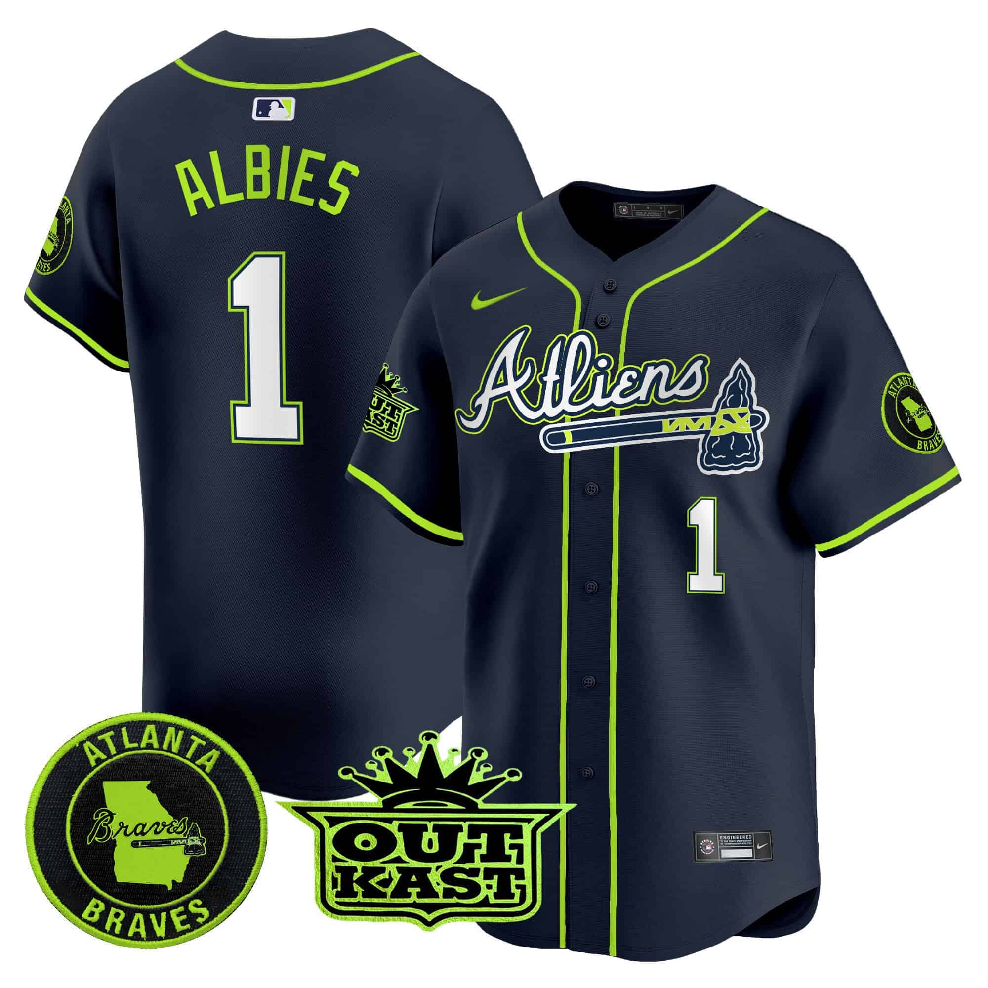 Atlanta Braves Atliens Vapor Premier Limited   baseball  Jersey – All Stitched Atliens #1 Ozzie Albies